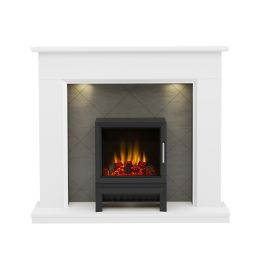 Be Modern Nightingale White, grey & black Textured stone effect Stove suite