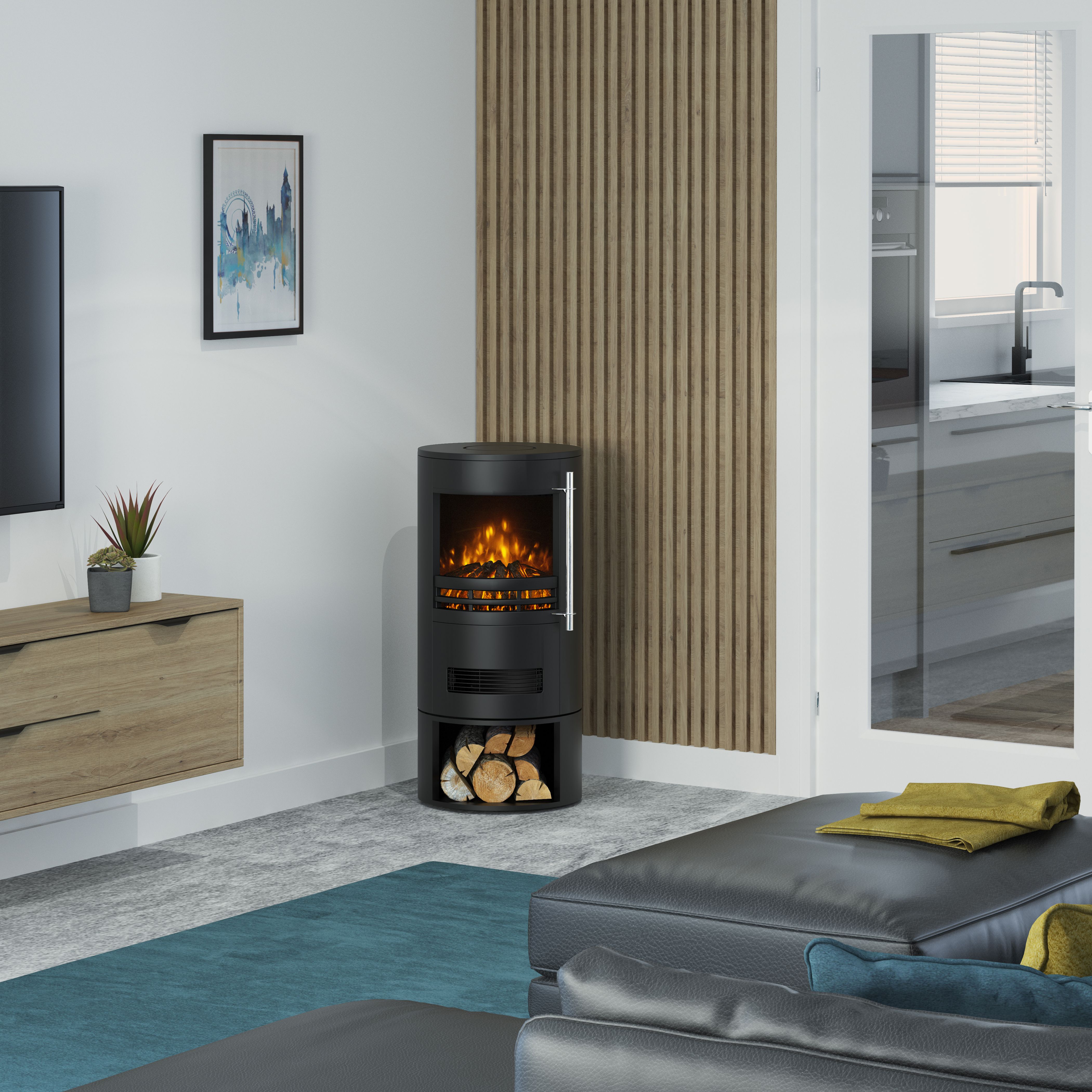 Be Modern Orba Modern 2kW Matt Black Electric Stove | DIY at Bu0026Q