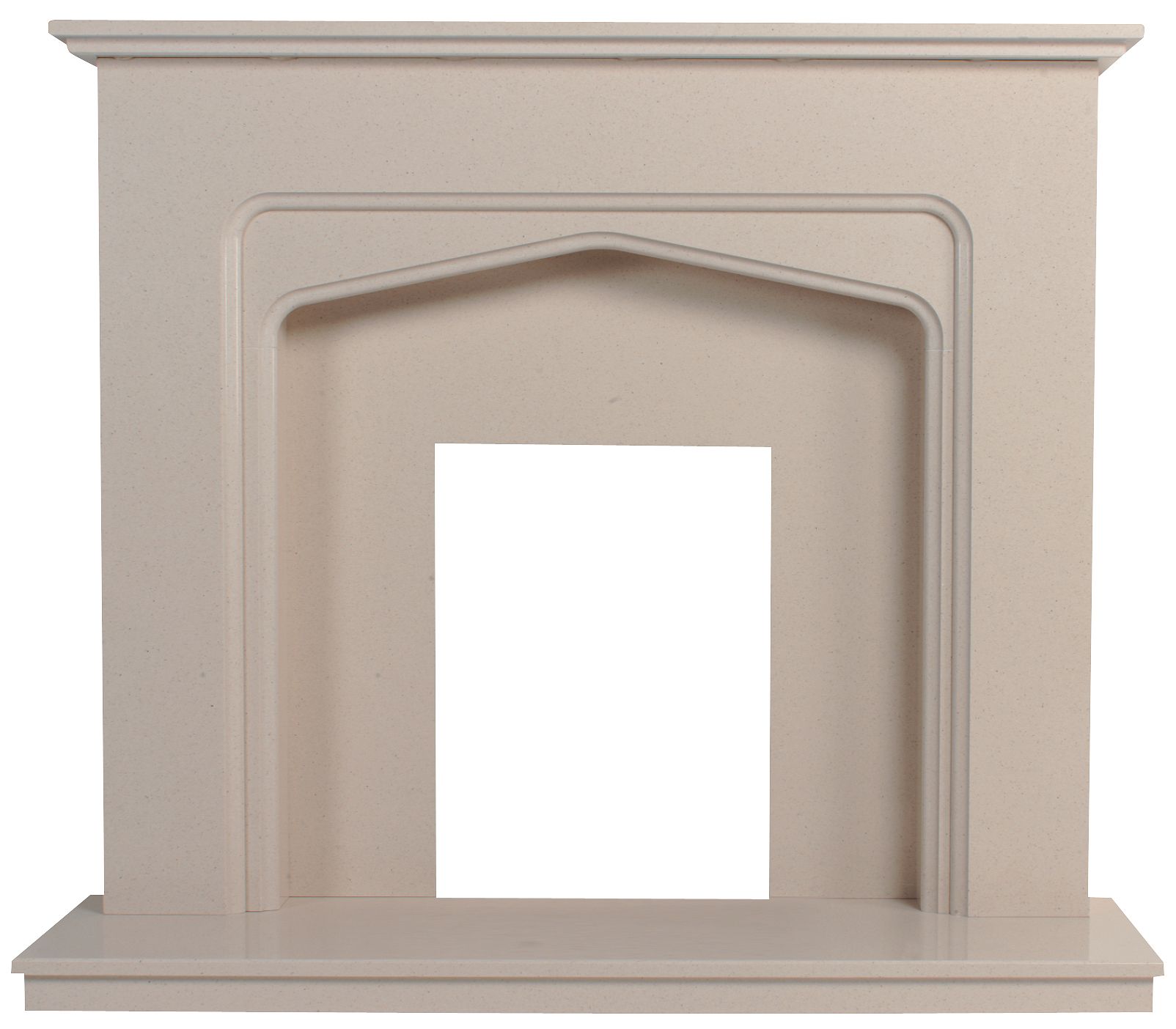 Be Modern Oslo Marfil stone Fireplace surround set DIY at B&Q