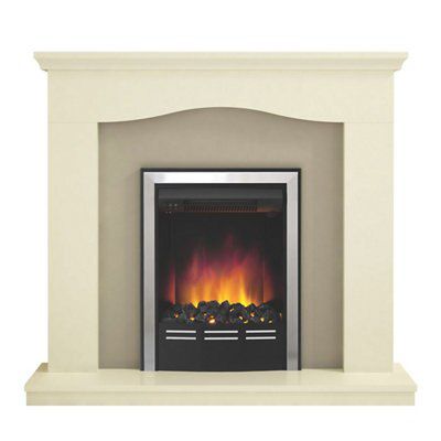 Be Modern Penelope Soft white Suede effect Inset Electric Fire suite