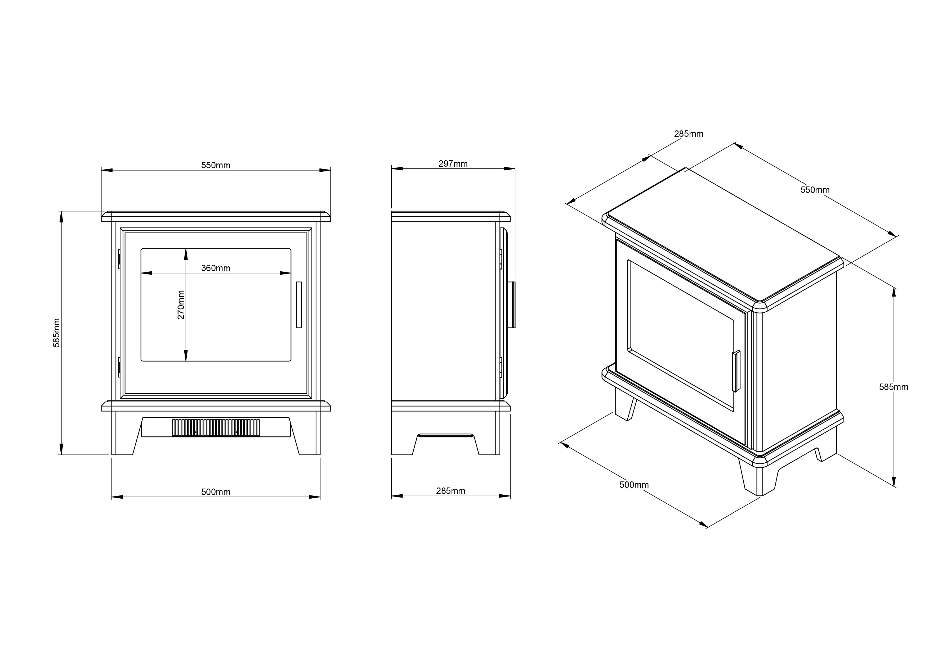 Be Modern Wilmslow Modern 2kW Matt Black Electric Stove | DIY at Bu0026Q