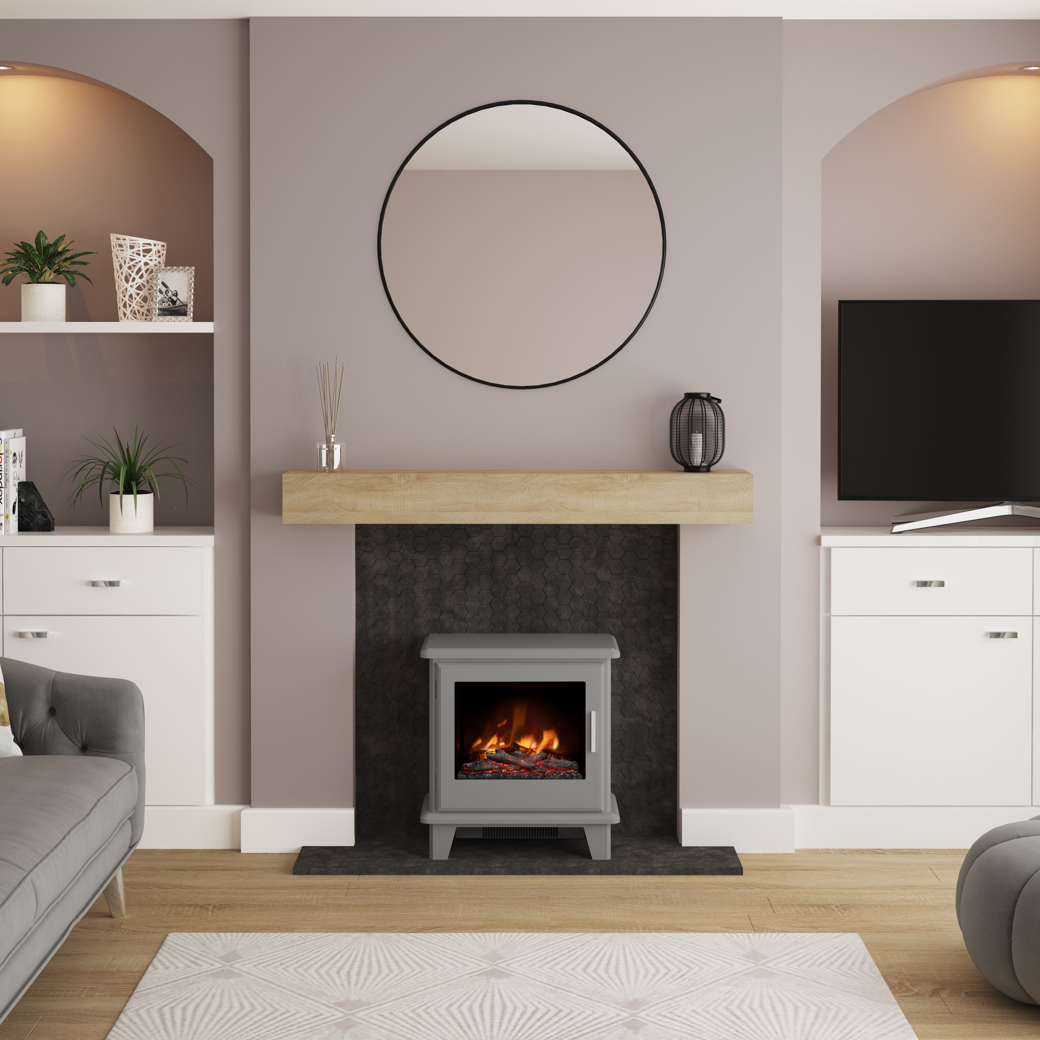 Be Modern Wilmslow Modern 2kW Matt Grey Electric Stove | DIY at Bu0026Q