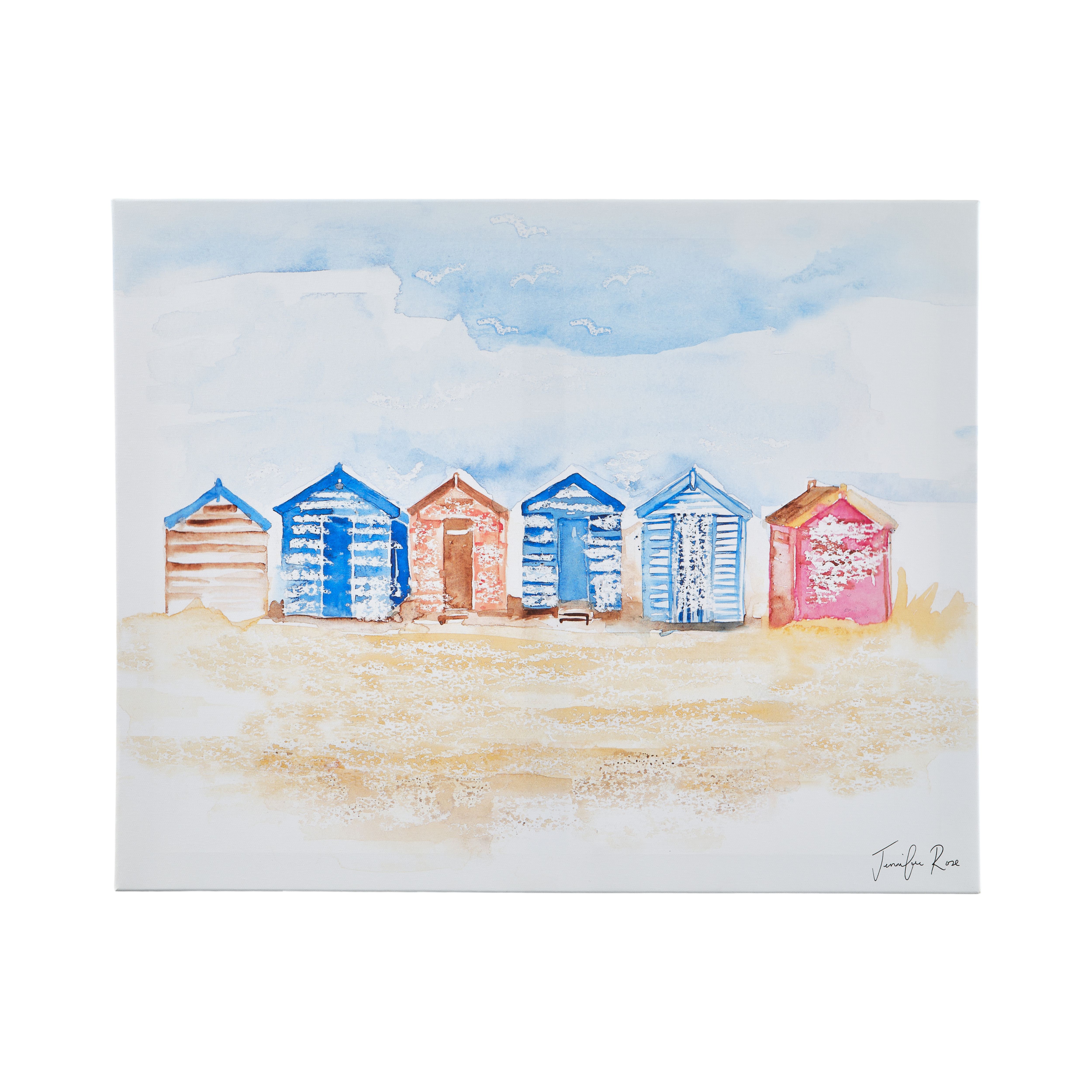 Beach Hut Multicolour Canvas Art (H)40Cm X (W)40Cm | Diy At B&Q