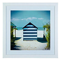 Beach Multicolour Framed print (H)570mm (W)570mm