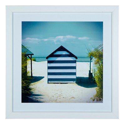 Beach Multicolour Framed print (H)570mm (W)570mm