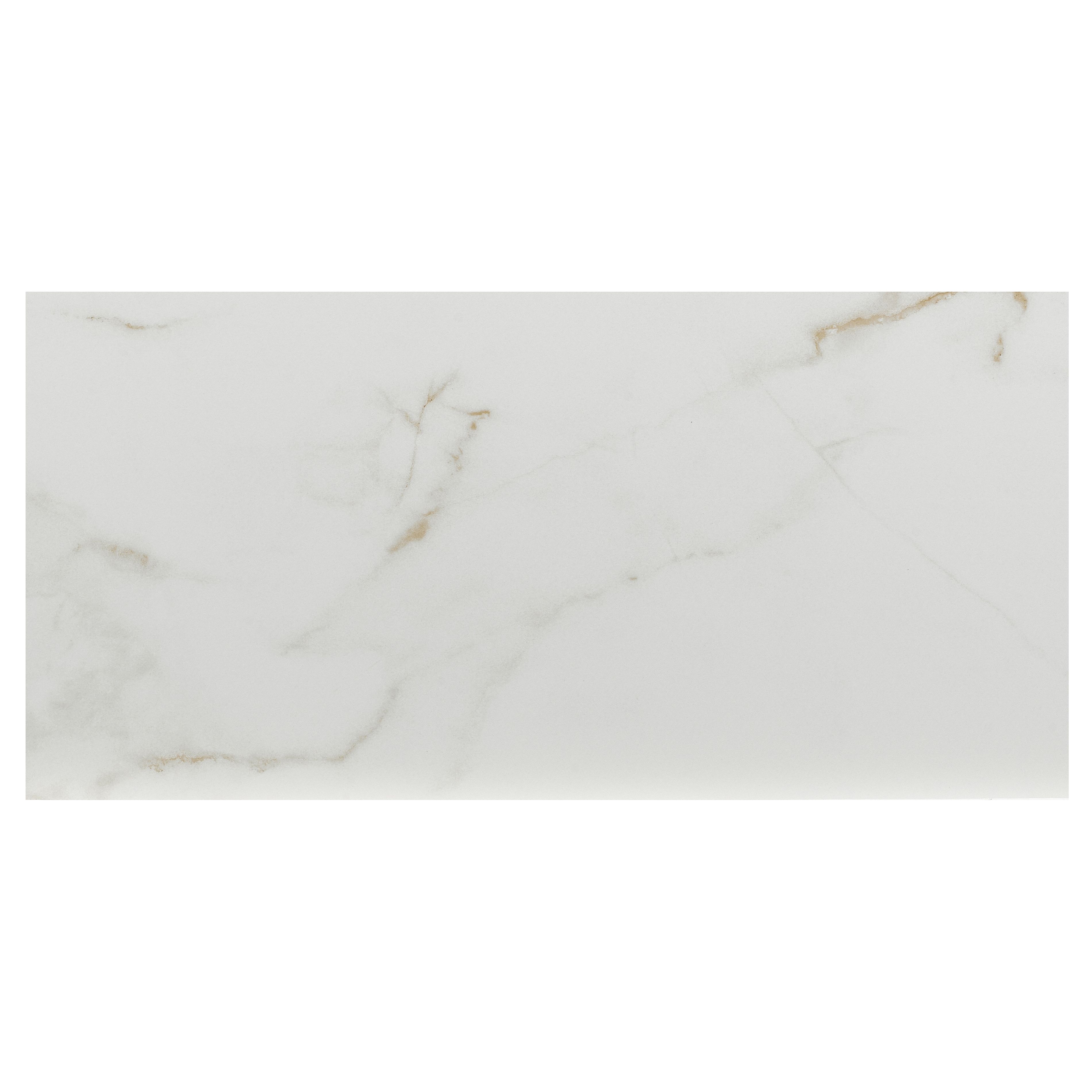 Beatrice White & gold Matt Marble effect Ceramic Indoor Wall tile, Pack of 8, (L)600mm (W)300mm