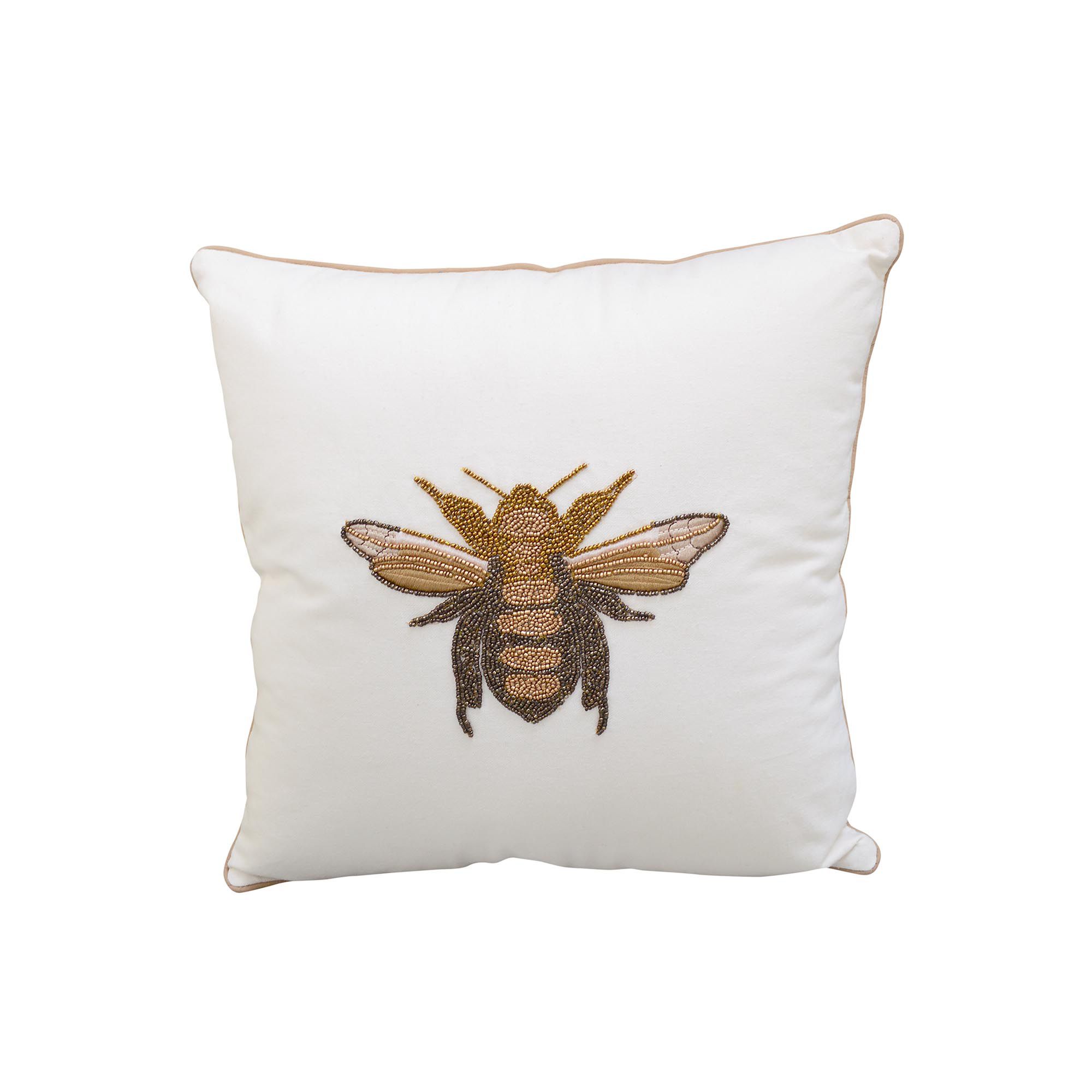 Bee Multicolour Beaded Embroidered effect Indoor Cushion, (L)40cm x (W)45cm