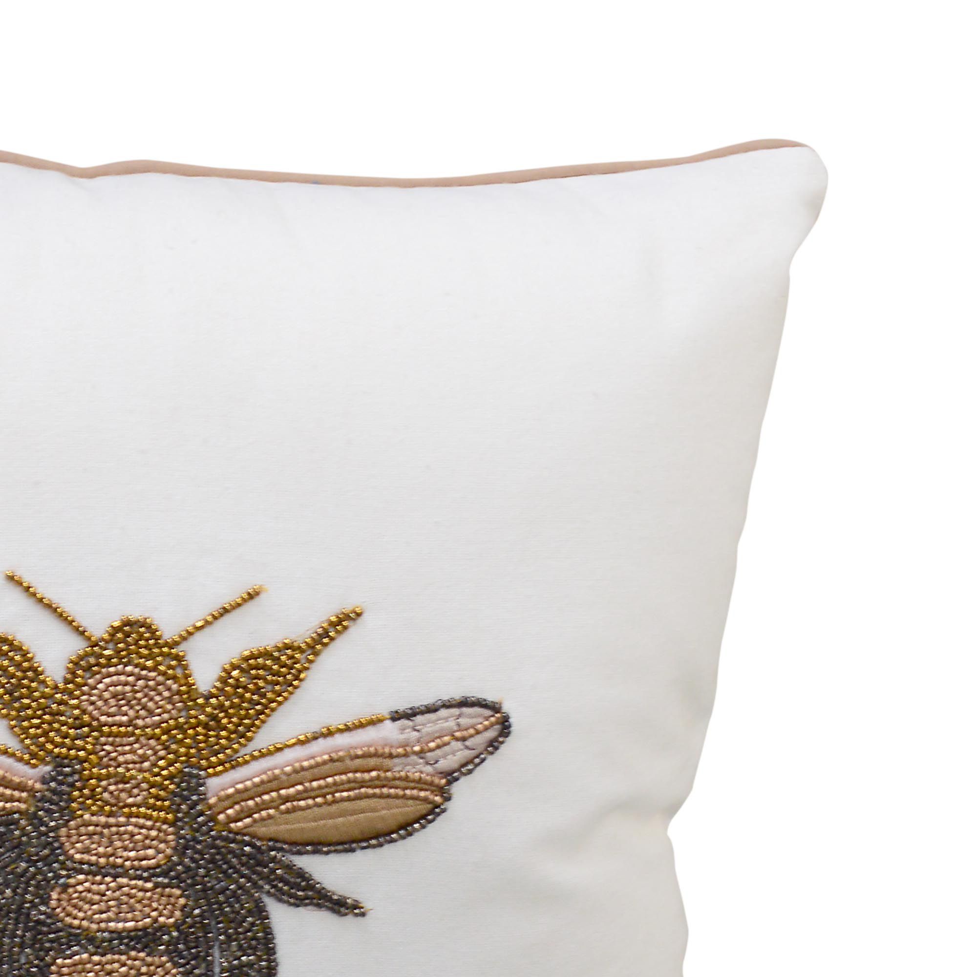 Bee Multicolour Beaded Embroidered effect Indoor Cushion, (L)40cm x (W)45cm