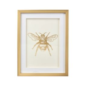 Bee White Framed print (H)43cm x (W)33cm