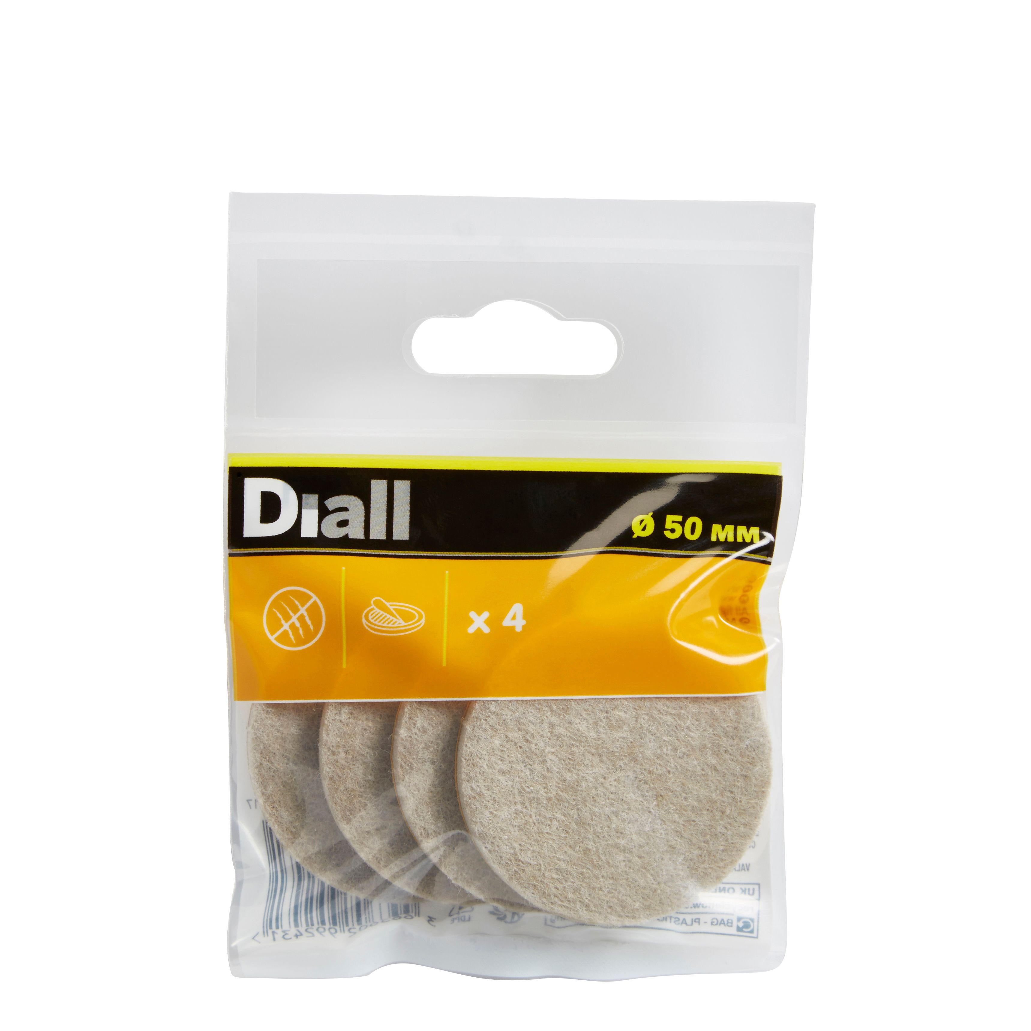 Beige Felt Protection pad (Dia)50mm, Pack of 4