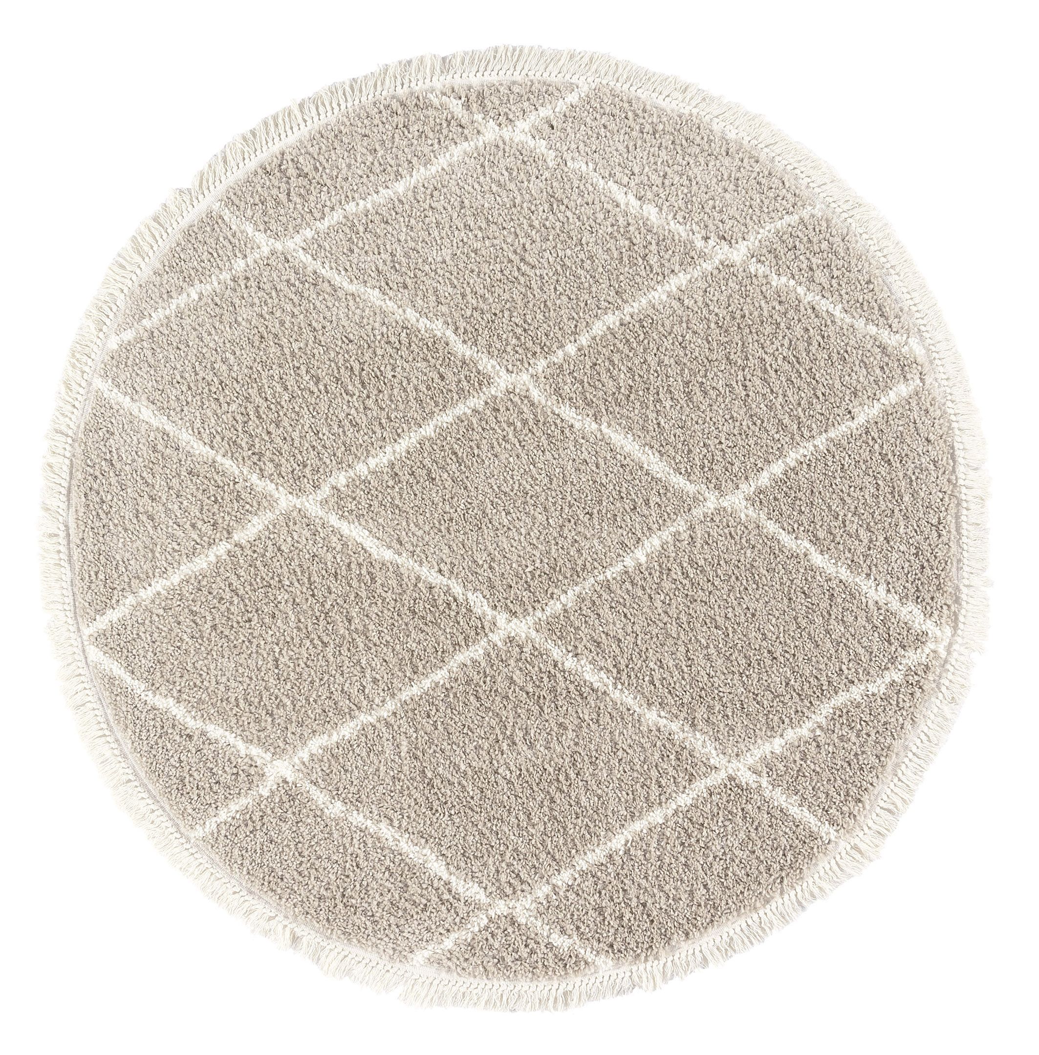 Beige Shaggy berber Medium Rug, (L)120cm x (W)120cm