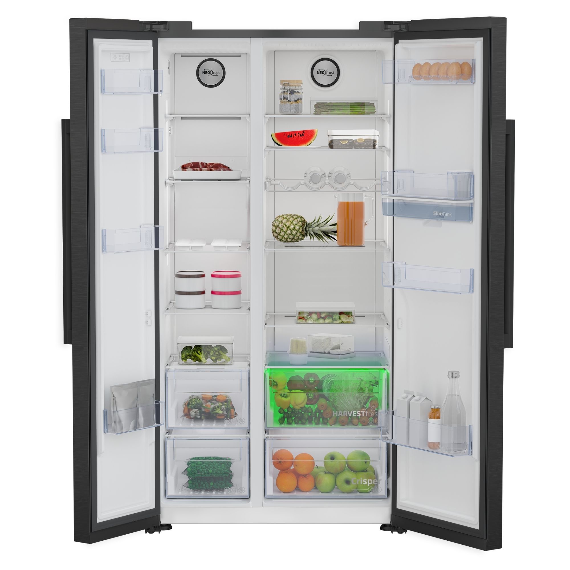 Beko ASD2341VB American style Freestanding Frost free Fridge freezer - Black