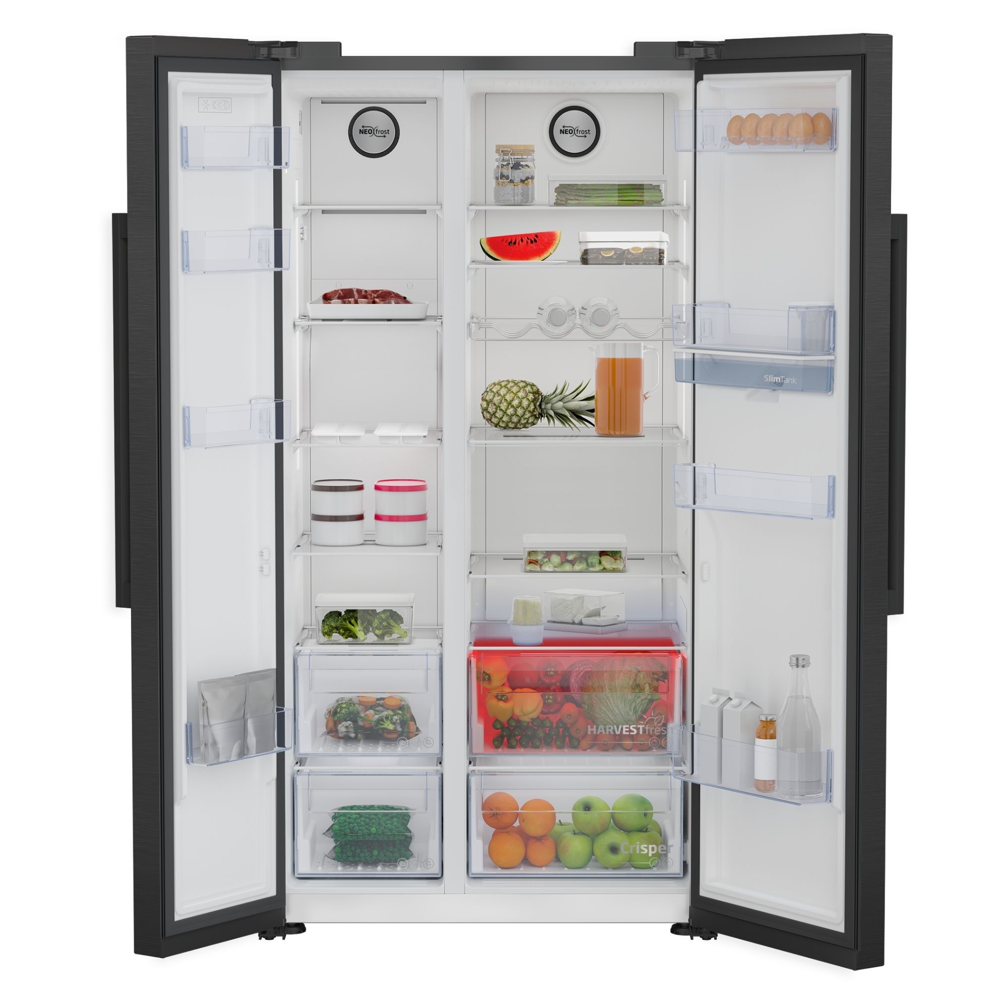 Beko ASD2341VB American style Freestanding Frost free Fridge freezer - Black