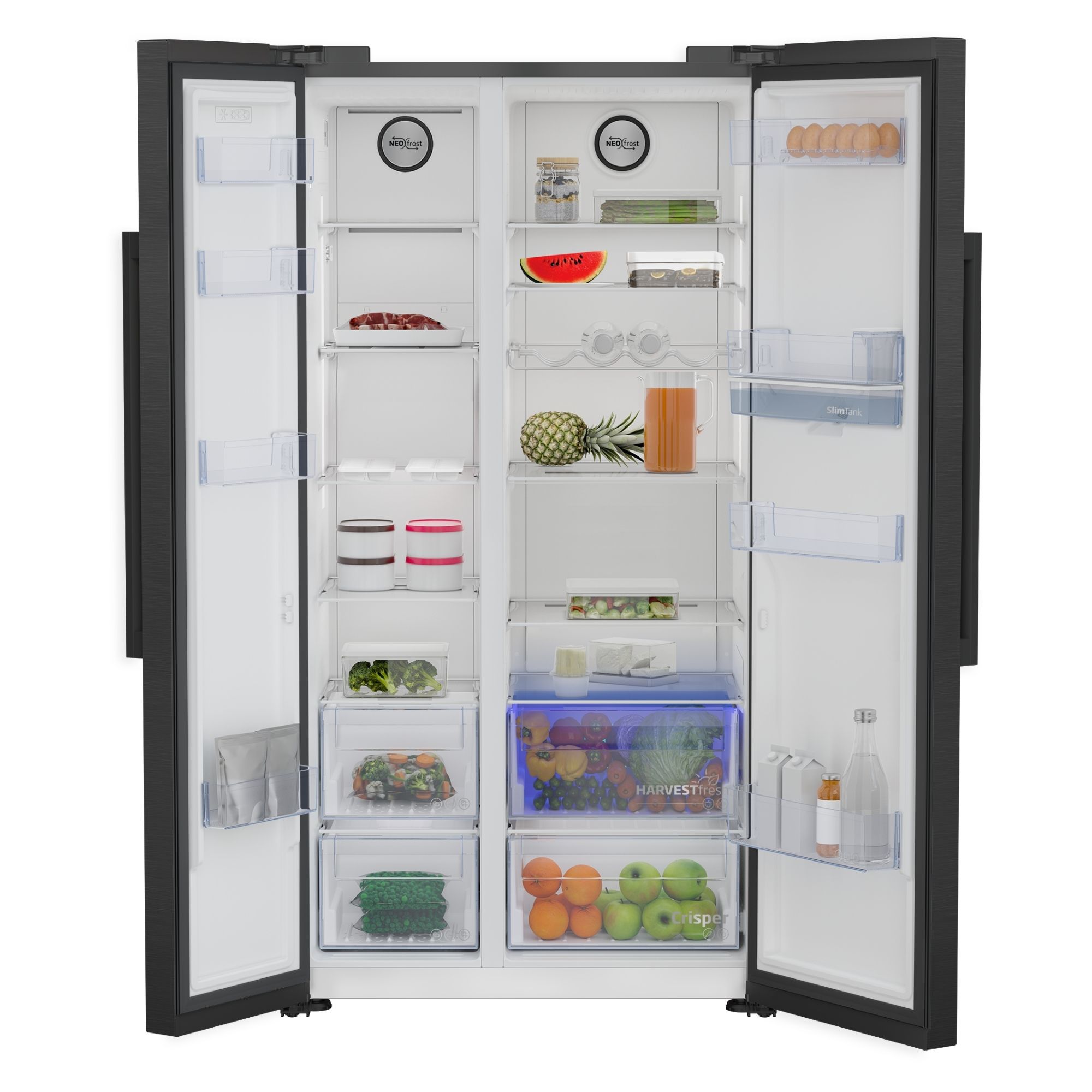 Beko ASD2341VB American style Freestanding Frost free Fridge freezer - Black
