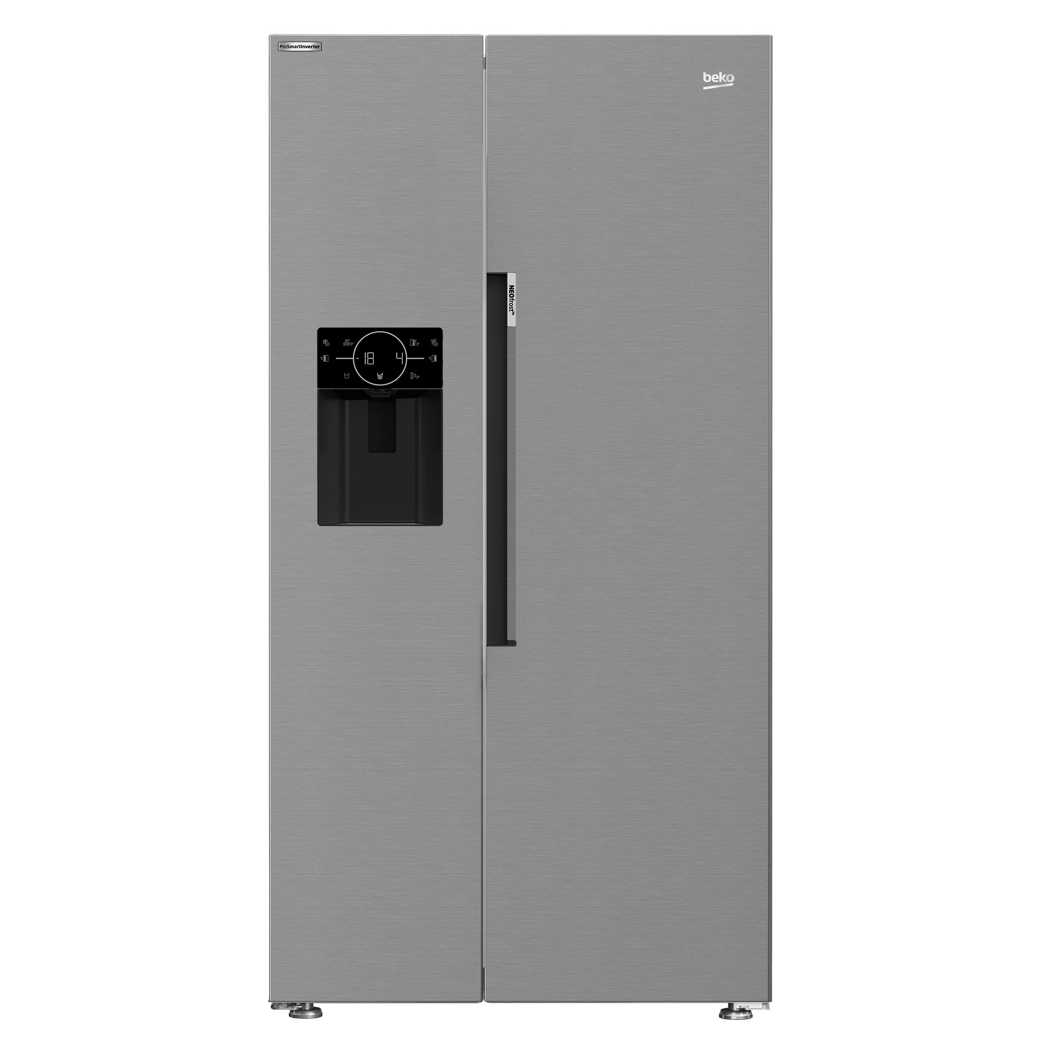 Beko ASP33B32VPS American style Freestanding Frost free Fridge freezer - Gloss stainless steel effect stainless steel effect