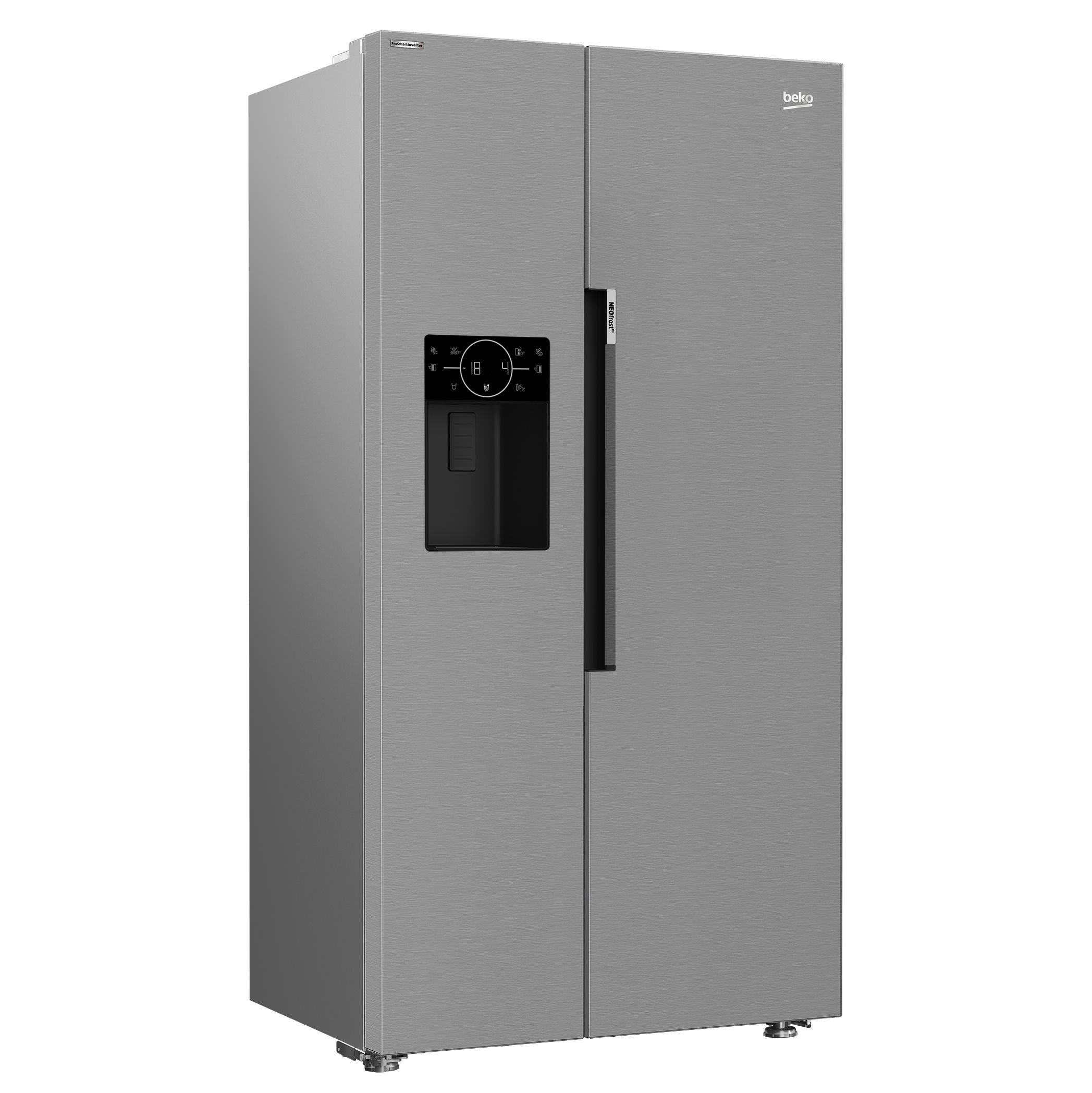 Beko ASP33B32VPS American style Freestanding Frost free Fridge freezer - Gloss stainless steel effect stainless steel effect