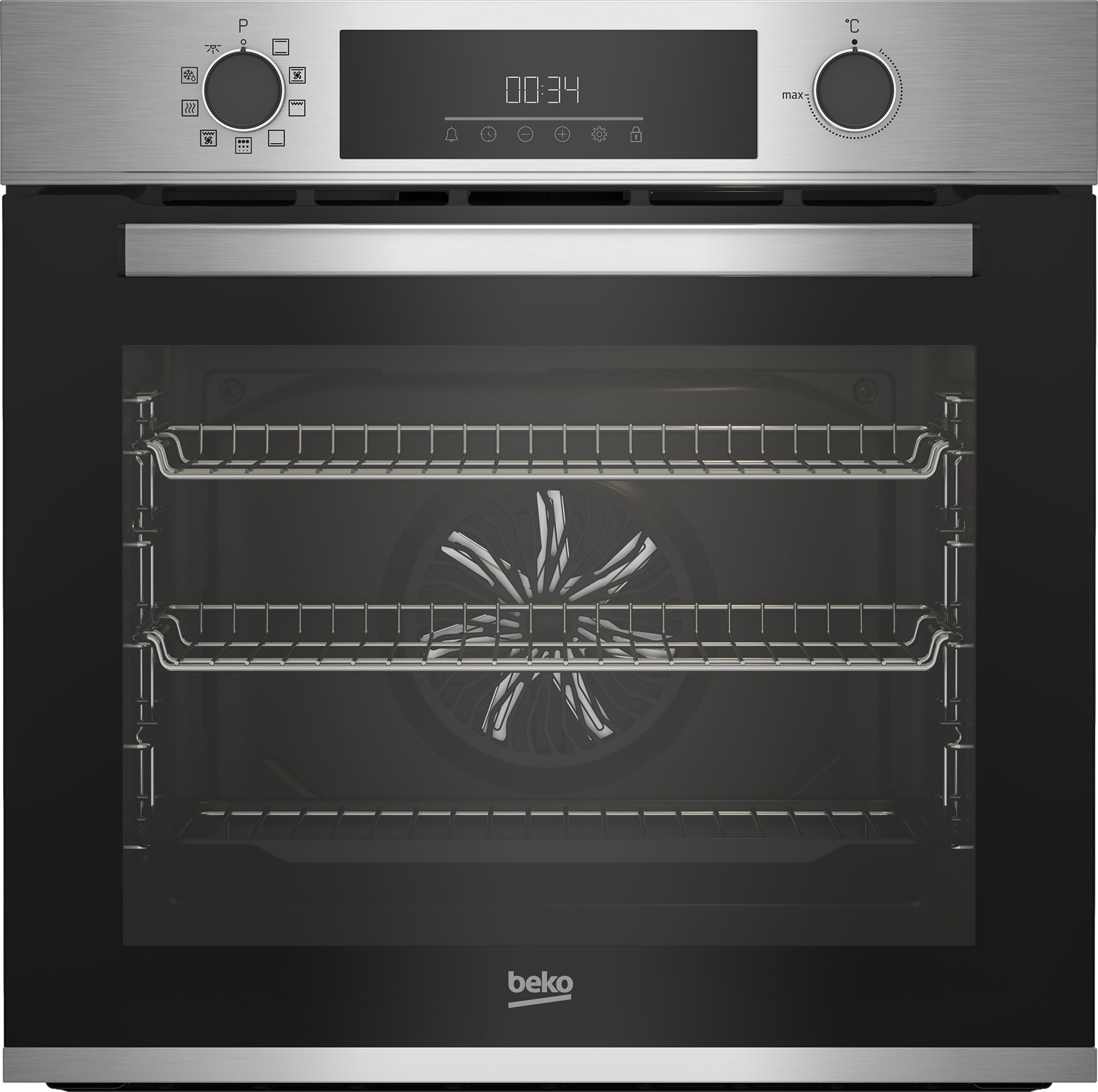 Beko BBIE22300XFP Built-in Pyrolytic Single Oven - Mirrored stainless steel effect