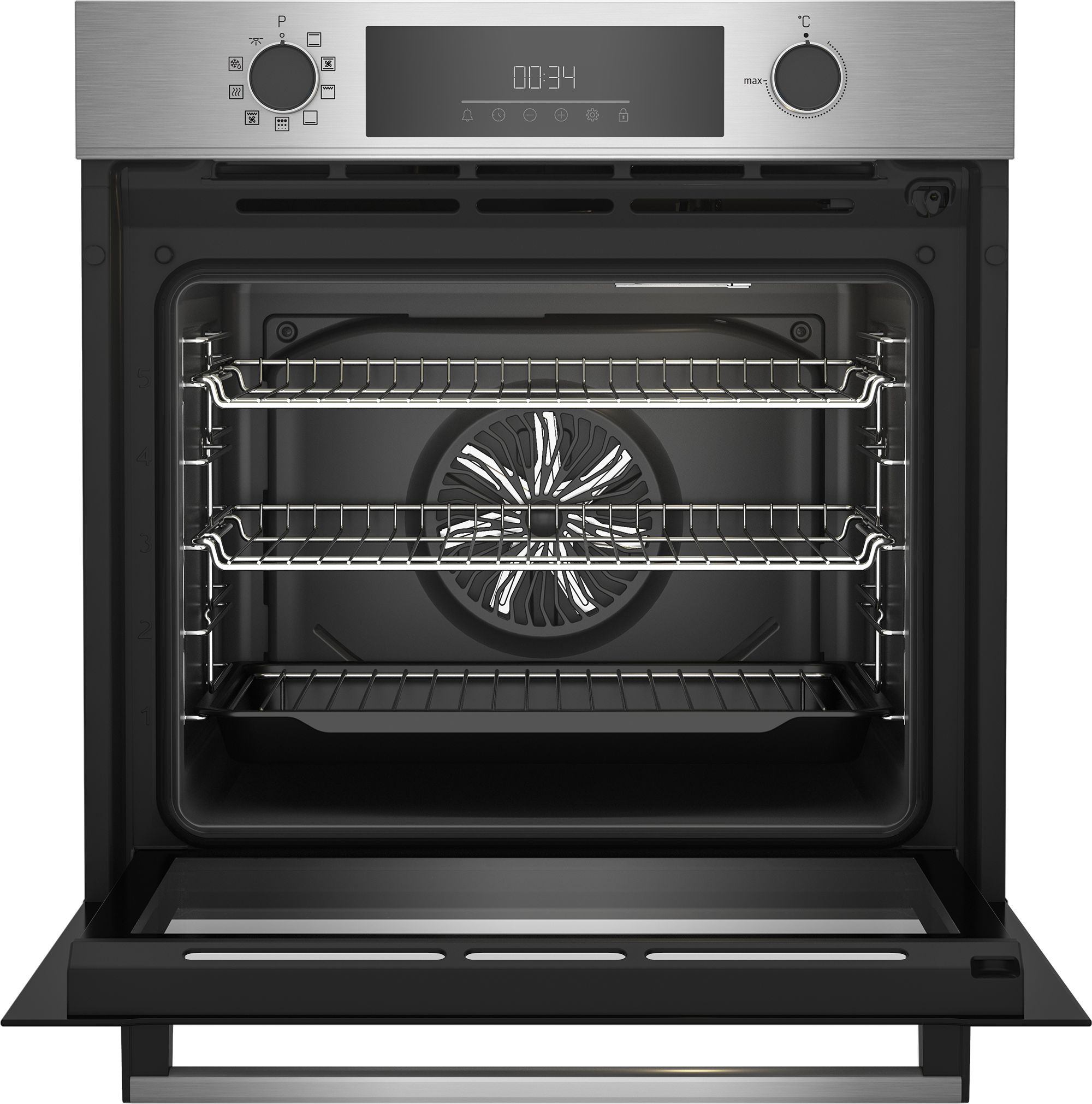 Beko BBIE22300XFP Built-in Pyrolytic Single Oven - Mirrored stainless steel effect