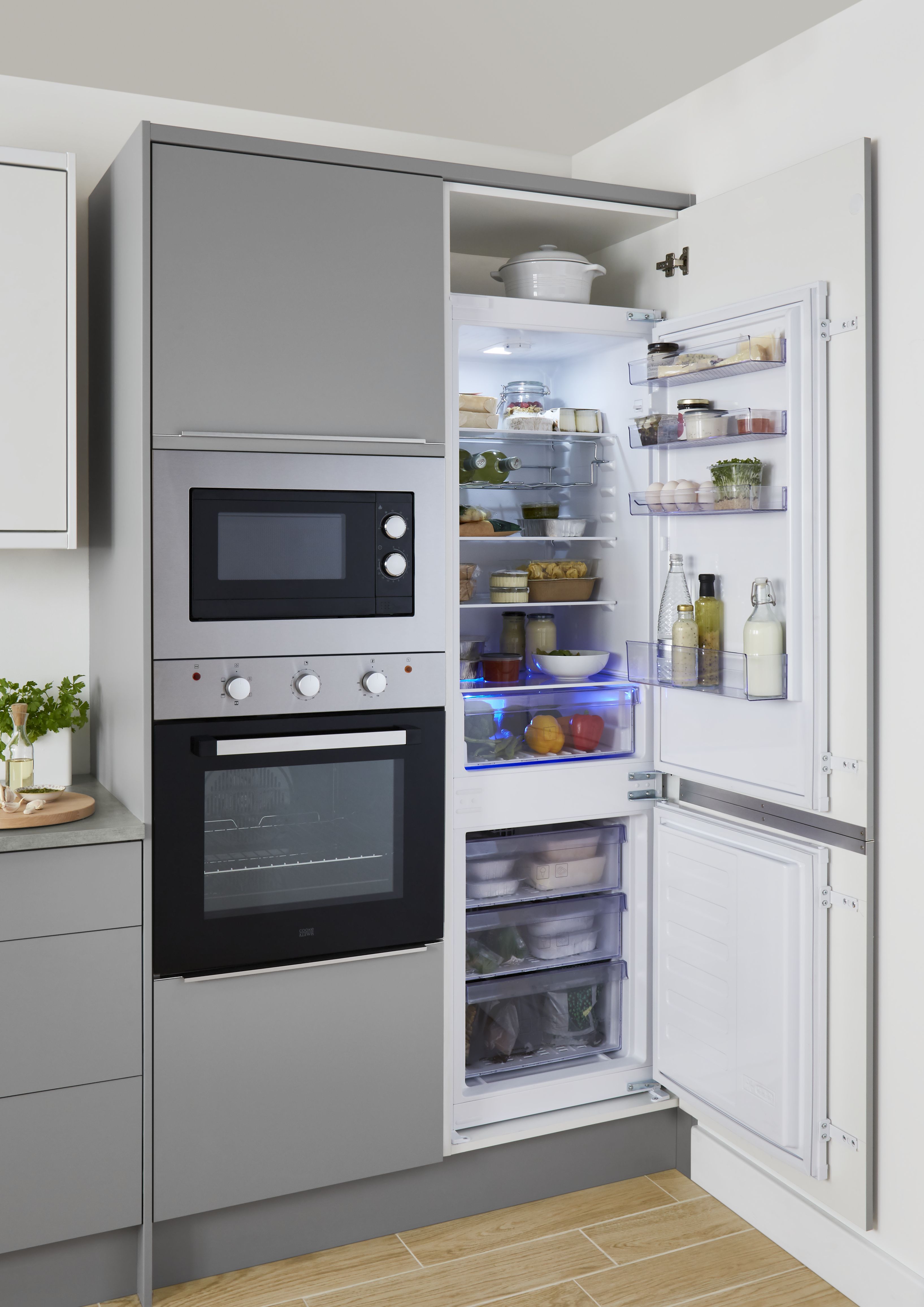Beko BCB7030F 70:30 Integrated Frost free Fridge freezer - White
