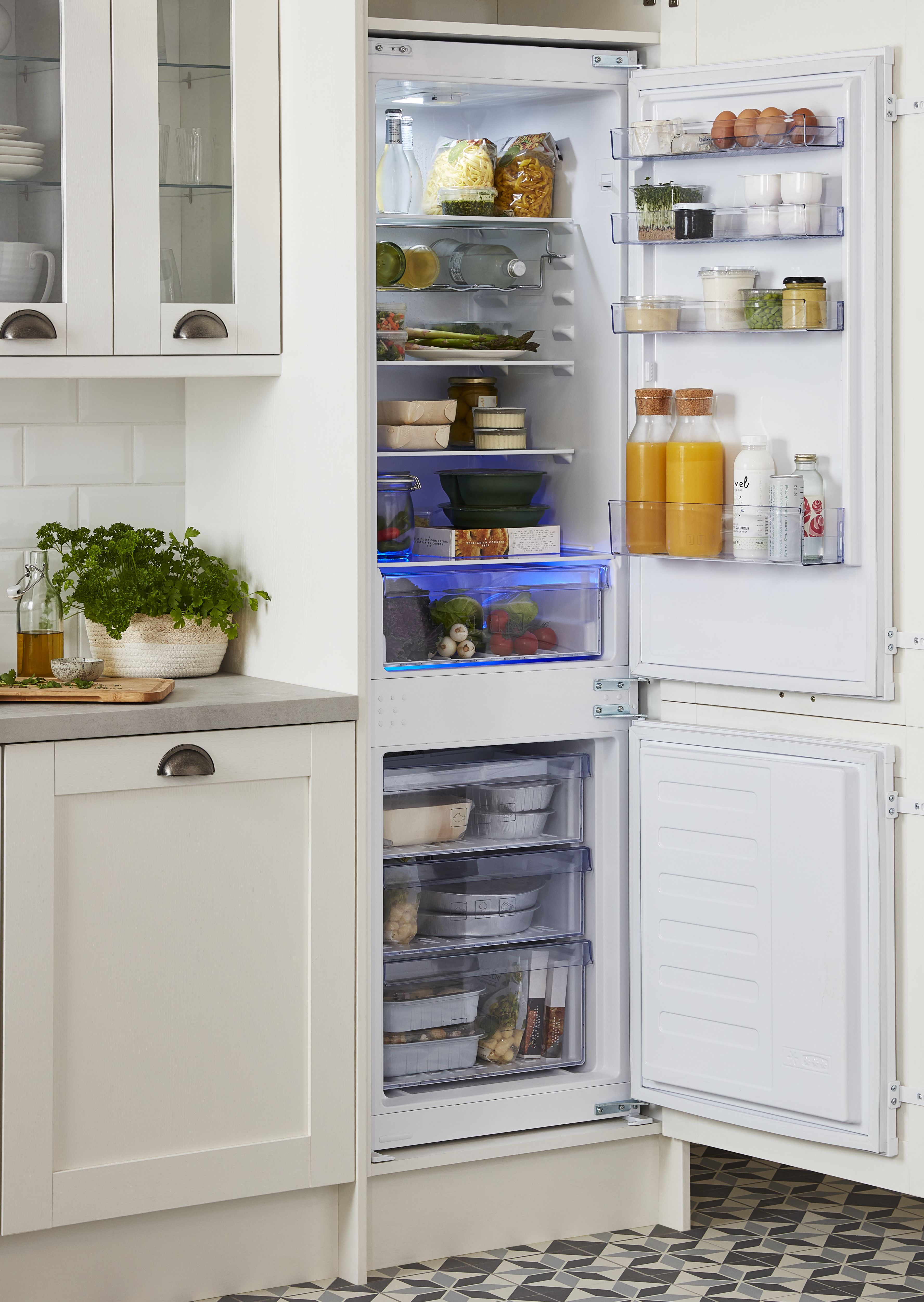 Beko BCB7030F 70:30 Integrated Frost free Fridge freezer - White