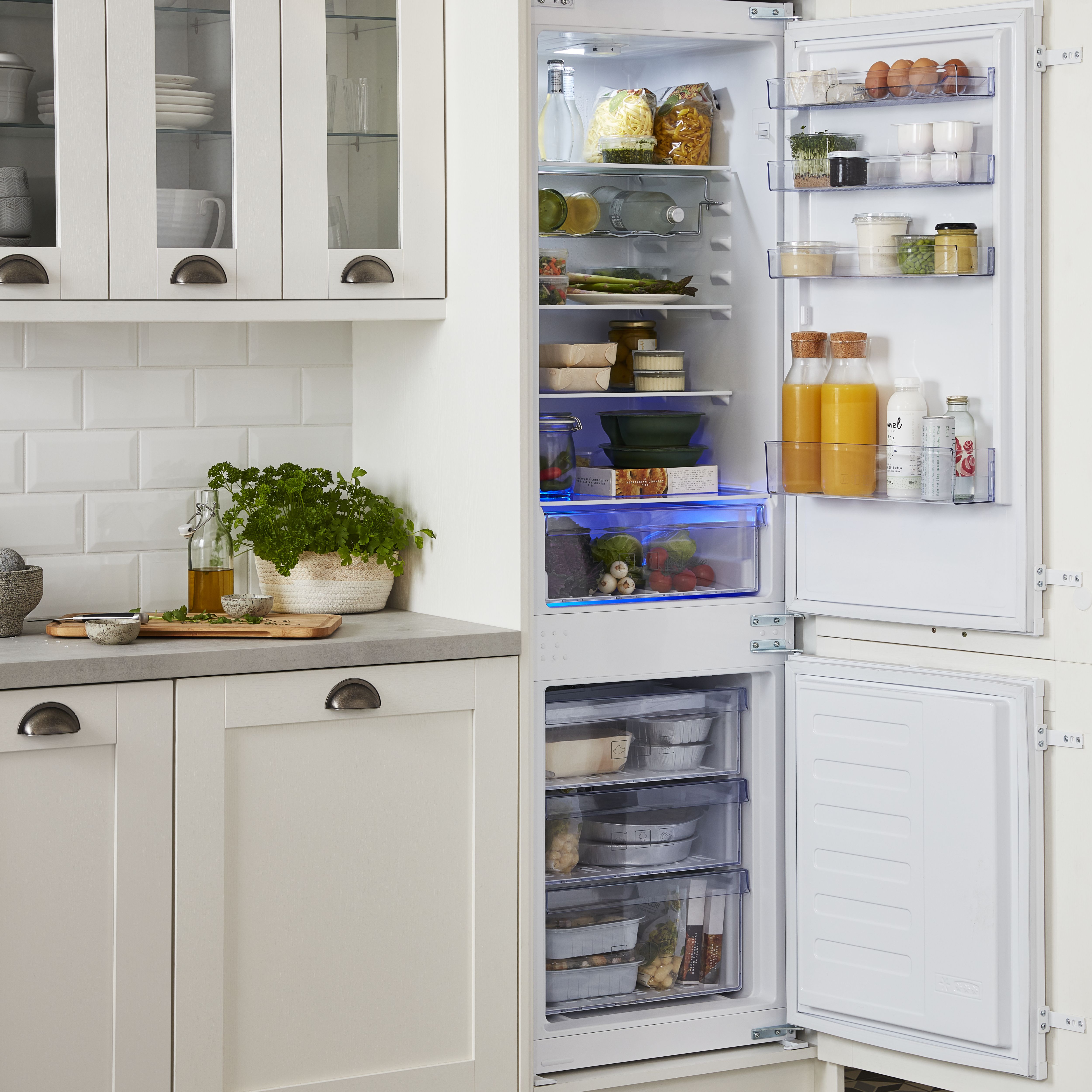 Beko BCB7030F 70:30 Integrated Frost free Fridge freezer - White