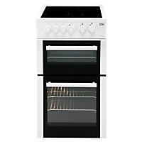 Beko BDC5422AW 50cm Double Electric Cooker with Electric Hob - Black