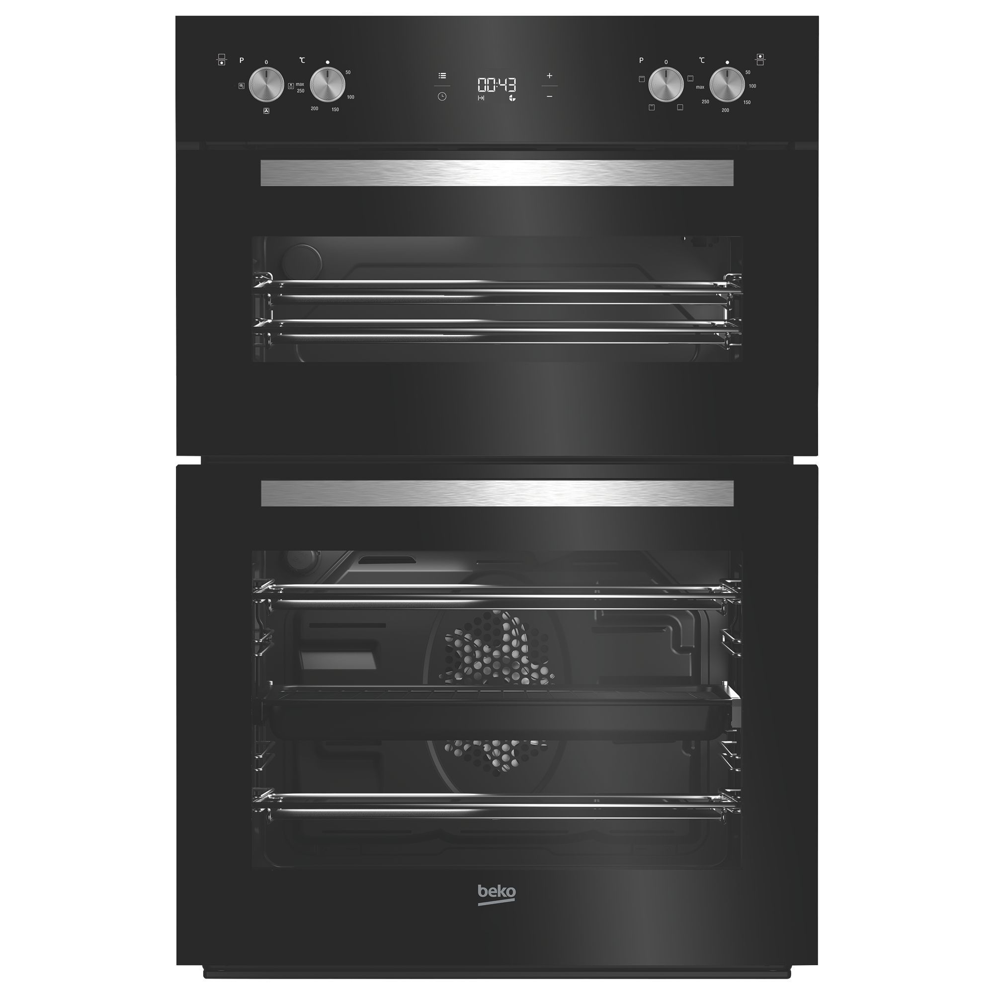 Beko BDQF24300B Black Glass & stainless steel Builtin Double oven