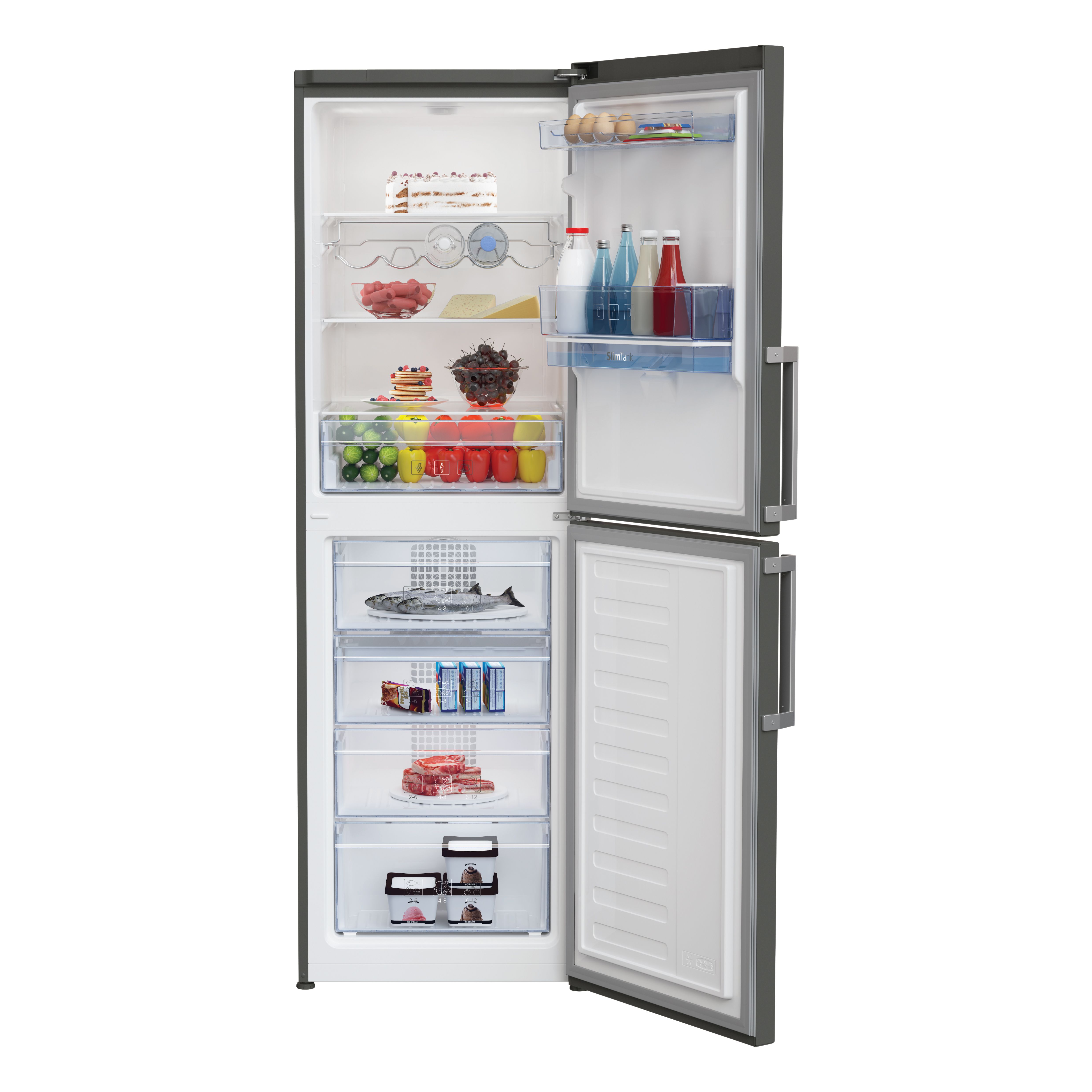 Beko CFP1691DG Freestanding Frost free Fridge freezer - Graphite chrome effect