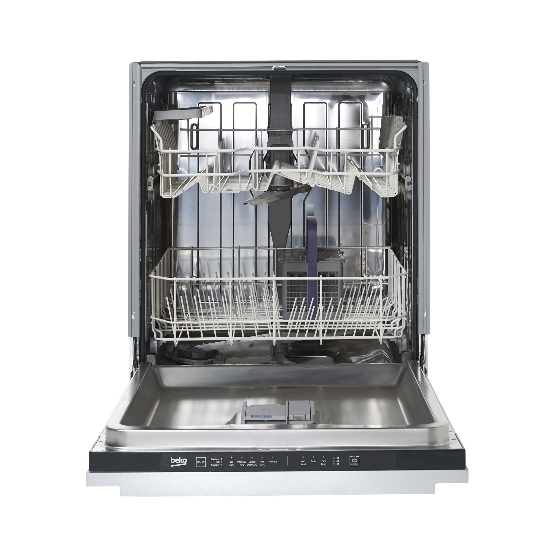 Beko DIN15Q10 Integrated Full size Dishwasher Black white