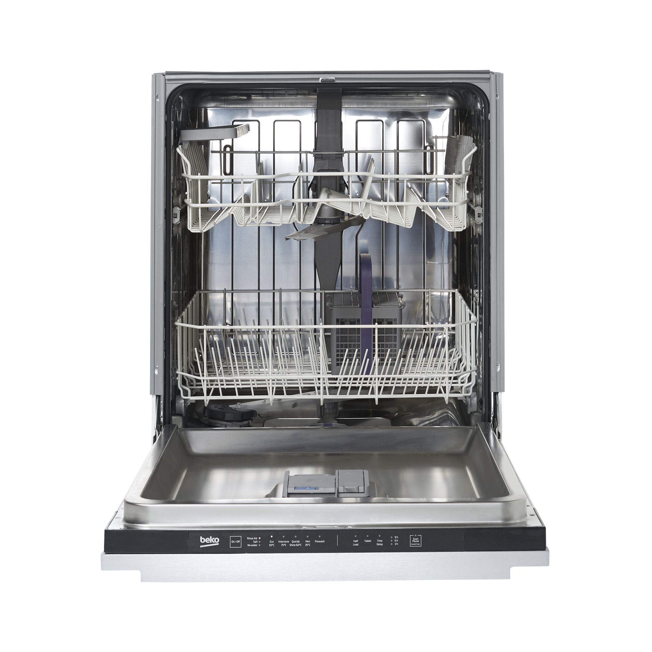 Beko DIN15Q10 Integrated Full size Dishwasher - Black & white