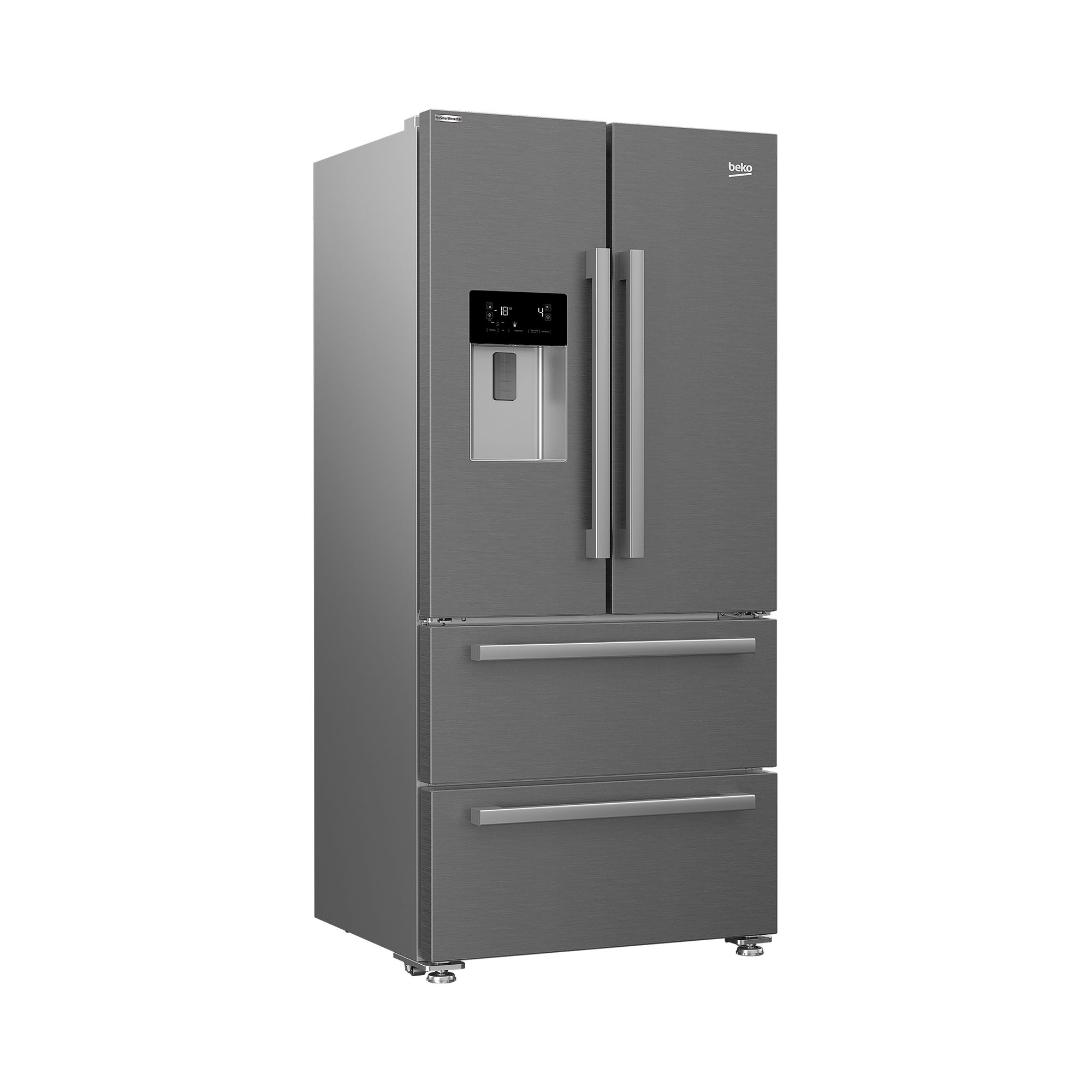 Beko GNE360520DX American style Freestanding Frost free Fridge freezer - Stainless steel effect