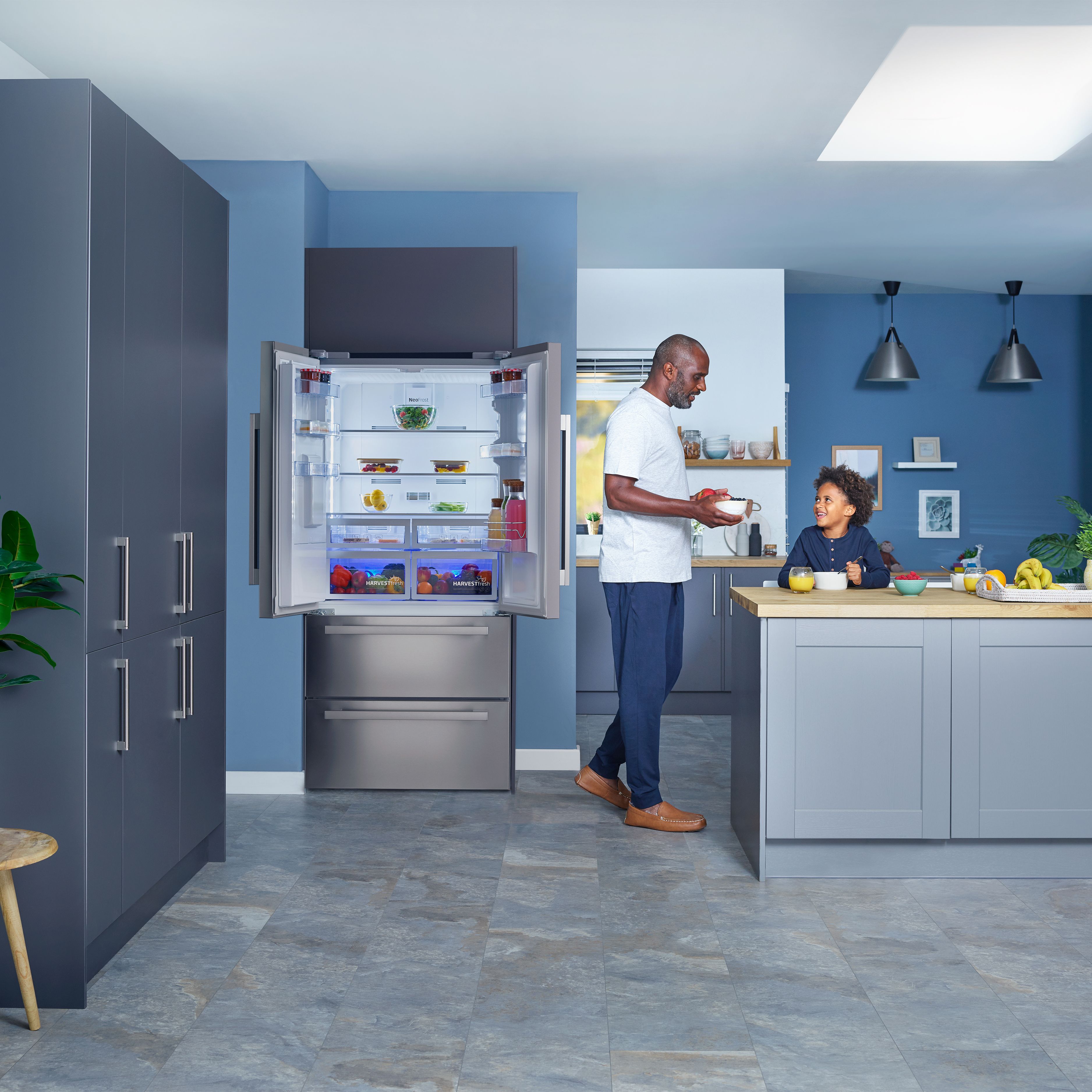 Beko GNE360520DX American style Freestanding Frost free Fridge freezer - Stainless steel effect