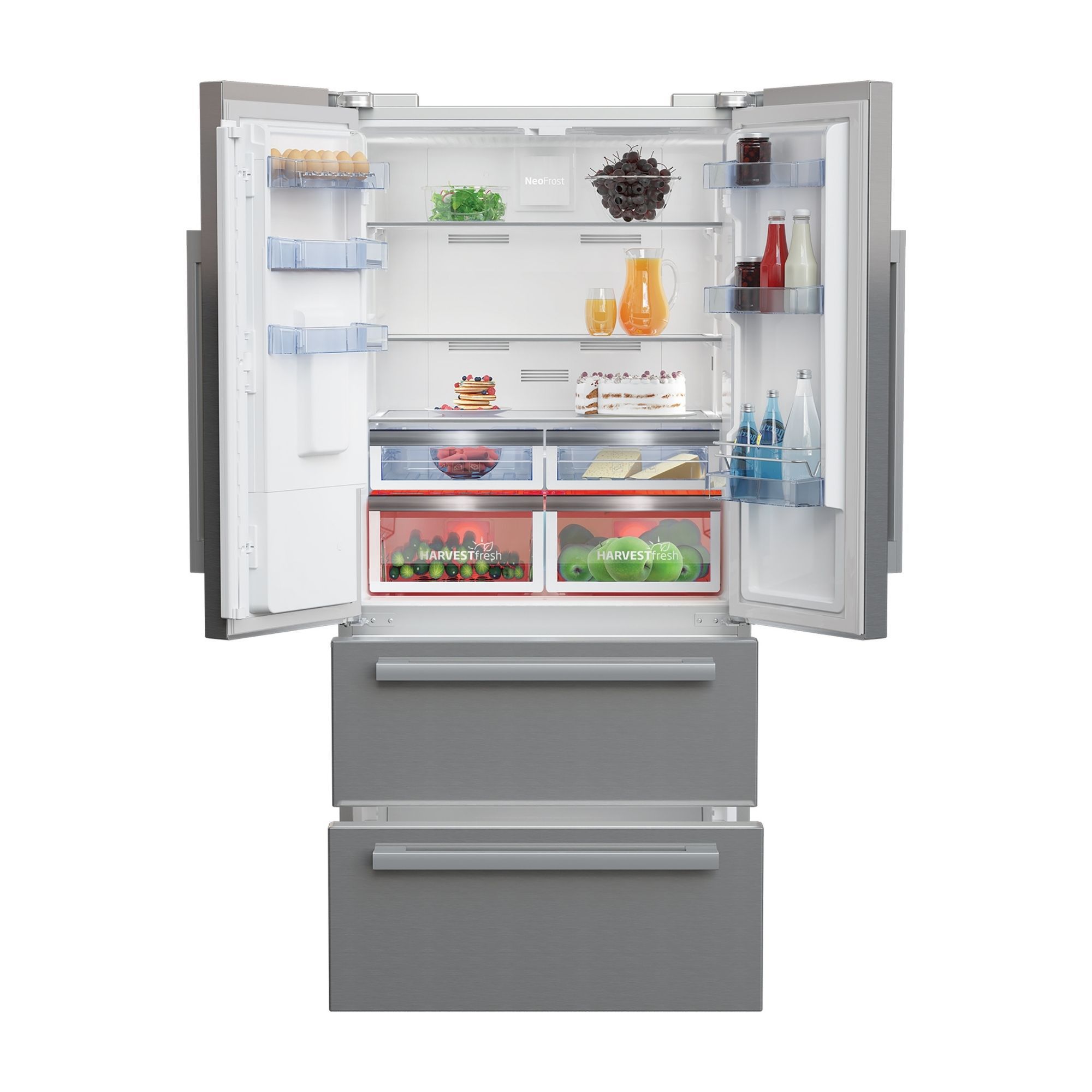 Beko GNE360520DX American style Freestanding Frost free Fridge freezer - Stainless steel effect