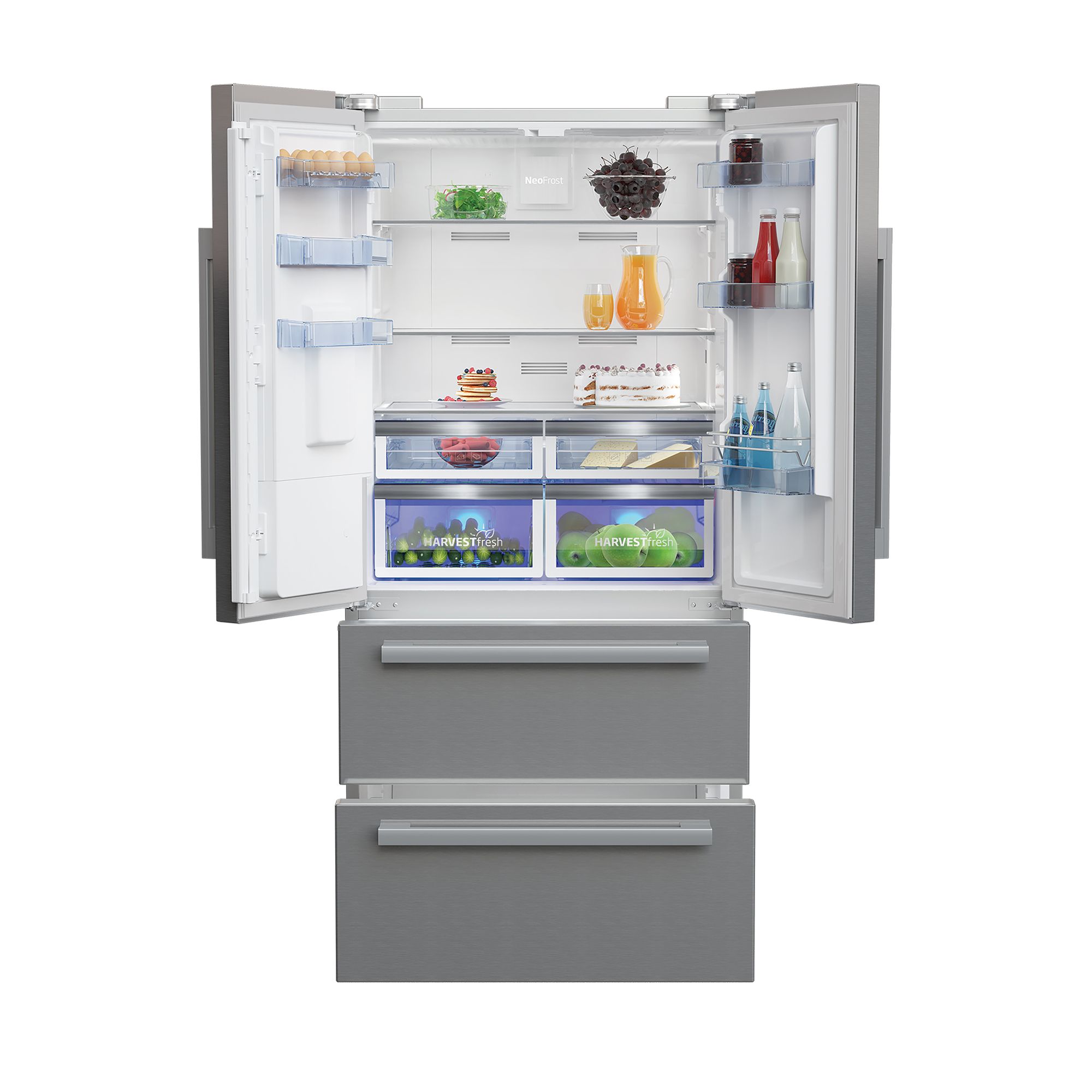 Beko GNE360520DX American style Freestanding Frost free Fridge freezer - Stainless steel effect