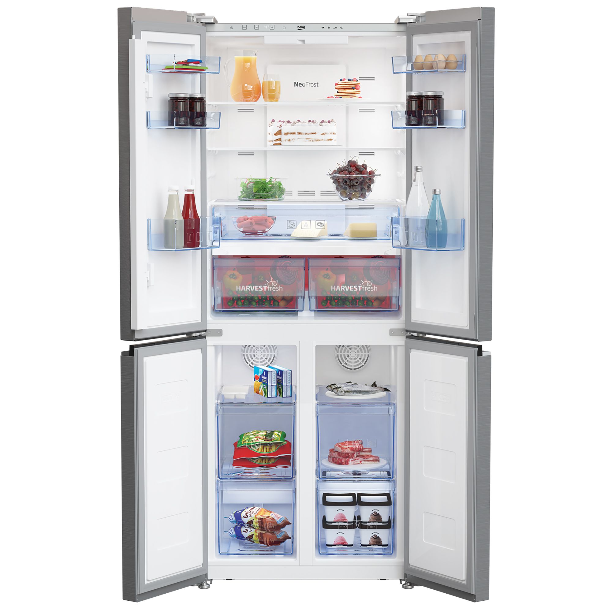 Beko GNE480IC3VPX American style Freestanding Frost free Fridge freezer - Matt brushed steel