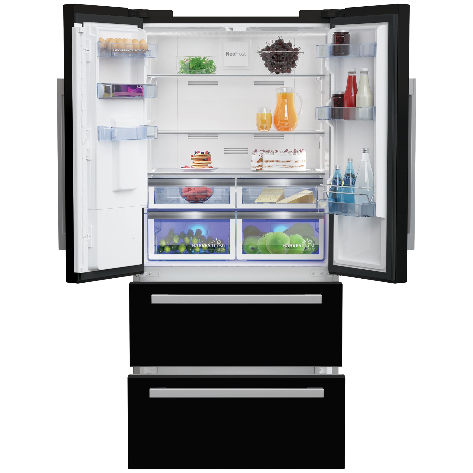 Beko GRNE360520DB American style Freestanding Frost free Fridge freezer - Gloss black