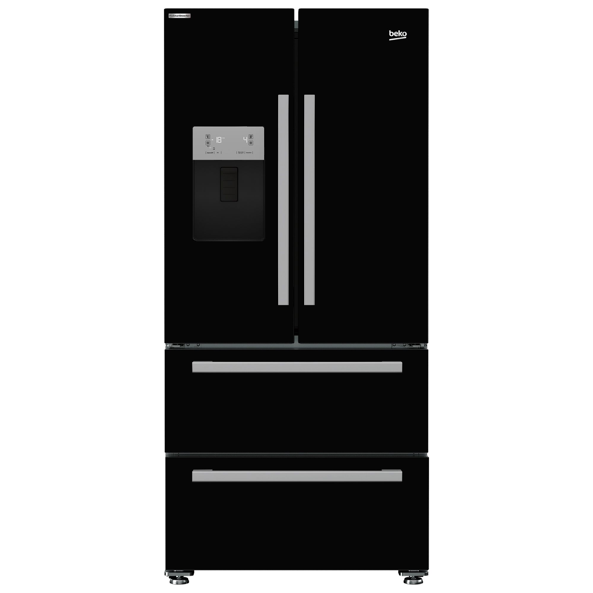 Beko GRNE360520DB American style Freestanding Frost free Fridge freezer - Gloss black