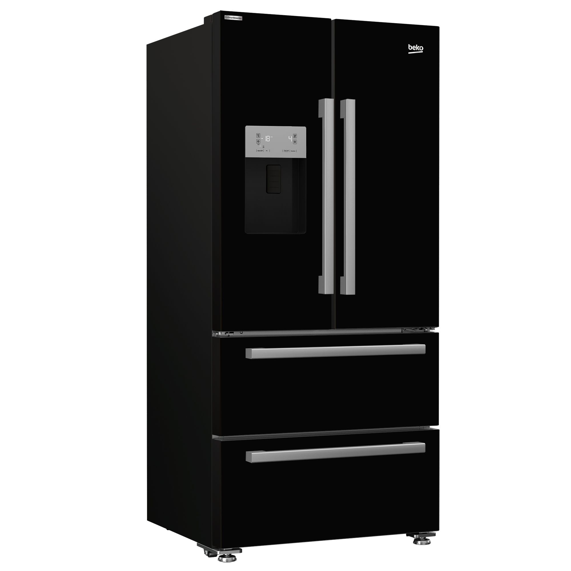 Beko GRNE360520DB American style Freestanding Frost free Fridge freezer - Gloss black