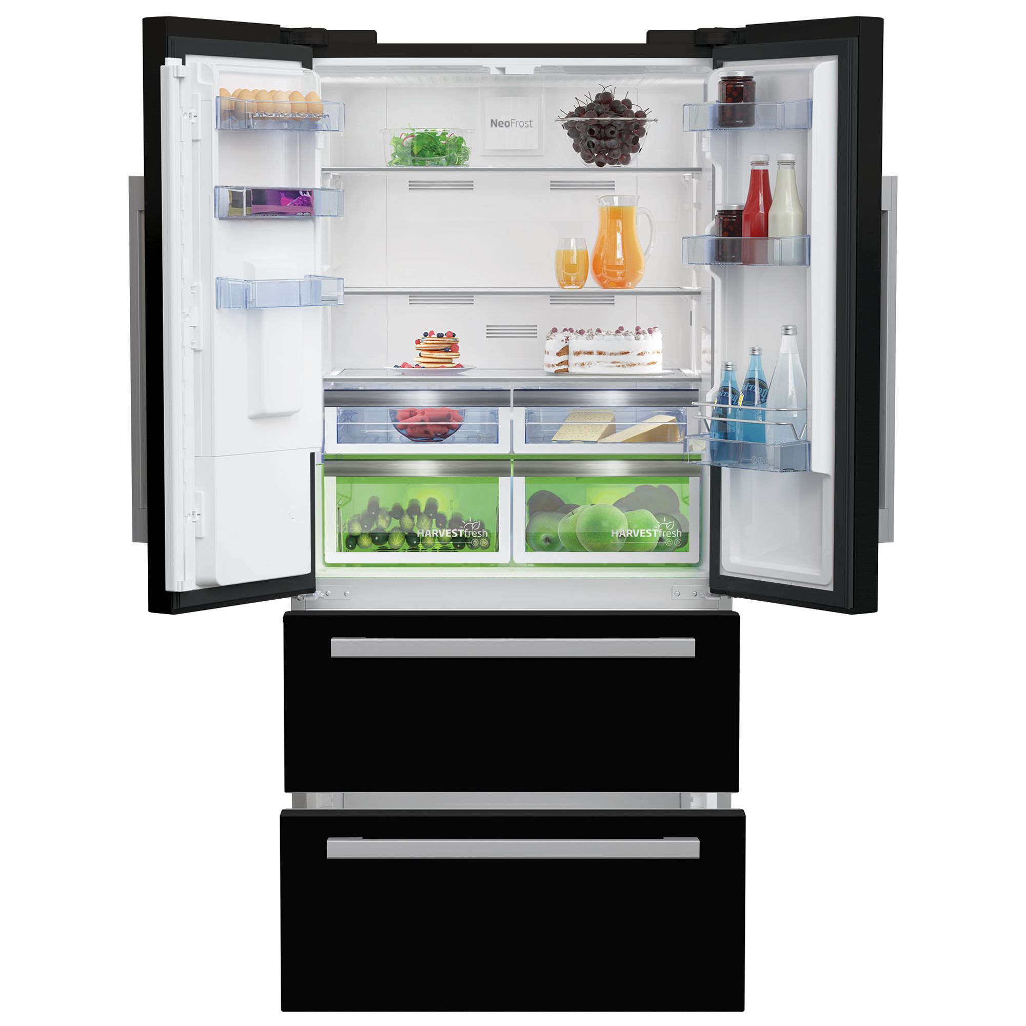 Beko GRNE360520DB American style Freestanding Frost free Fridge freezer - Gloss black
