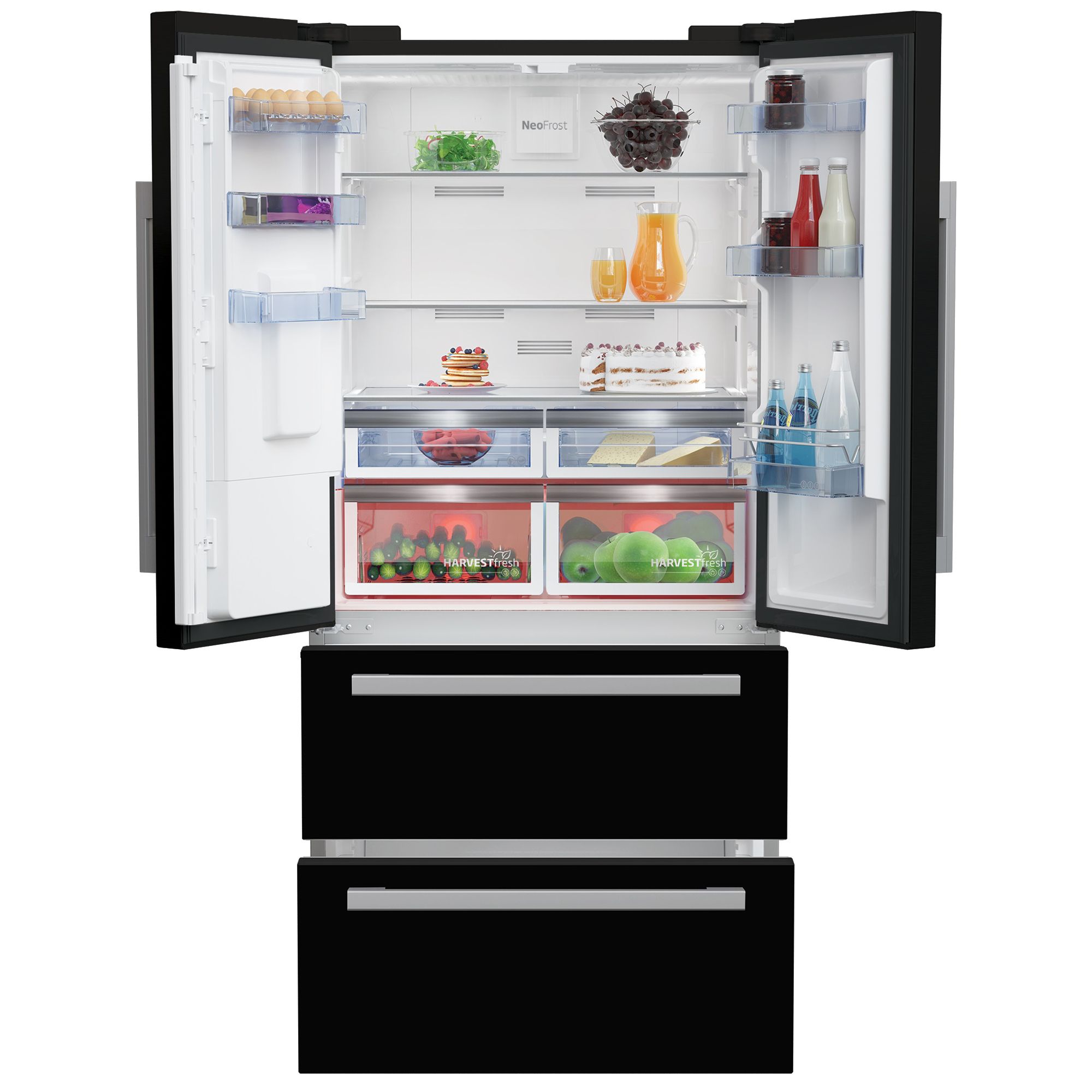Beko GRNE360520DB American style Freestanding Frost free Fridge freezer - Gloss black