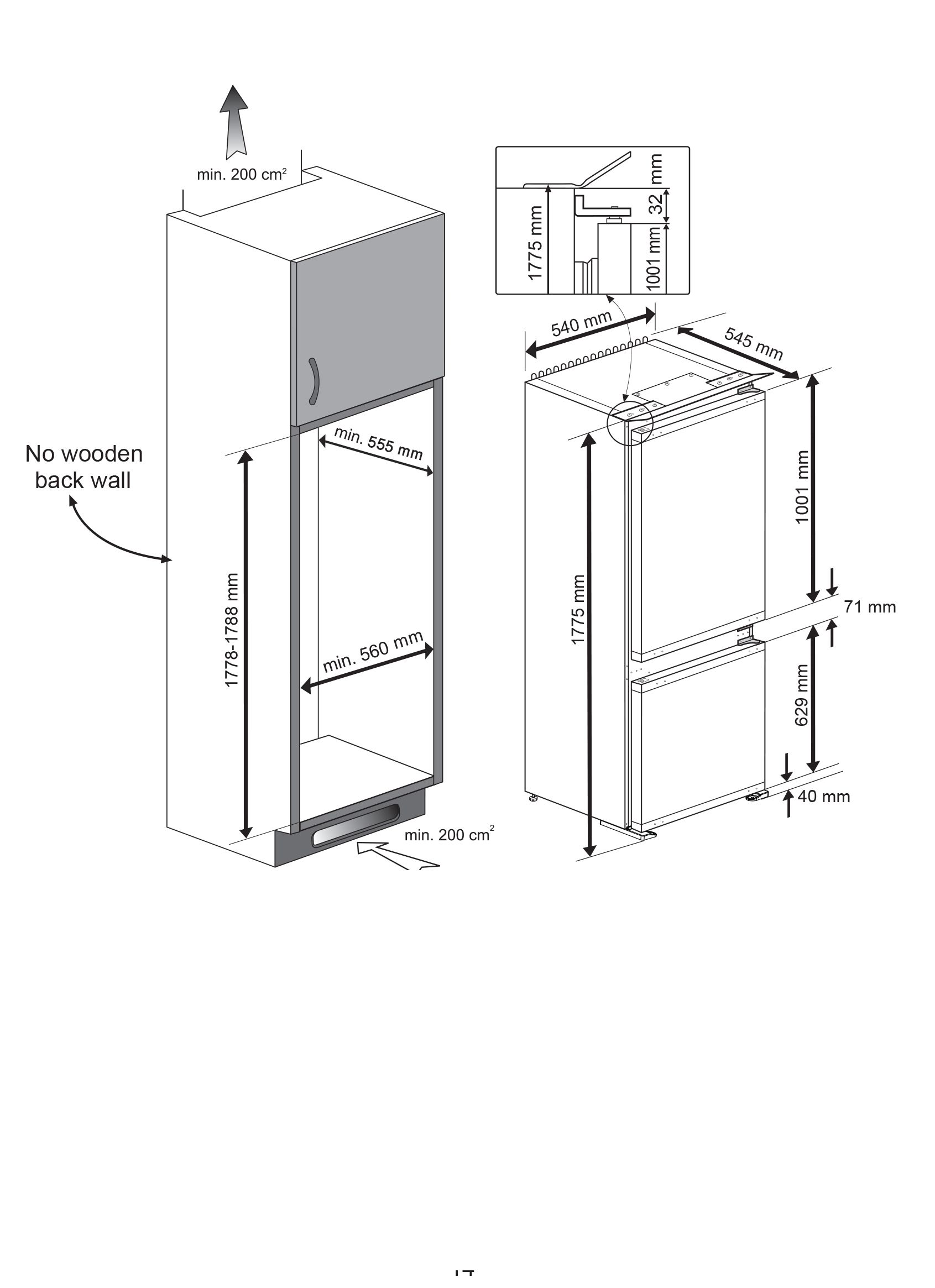 Beko ICQFDB173 Integrated Frost free Fridge freezer - White