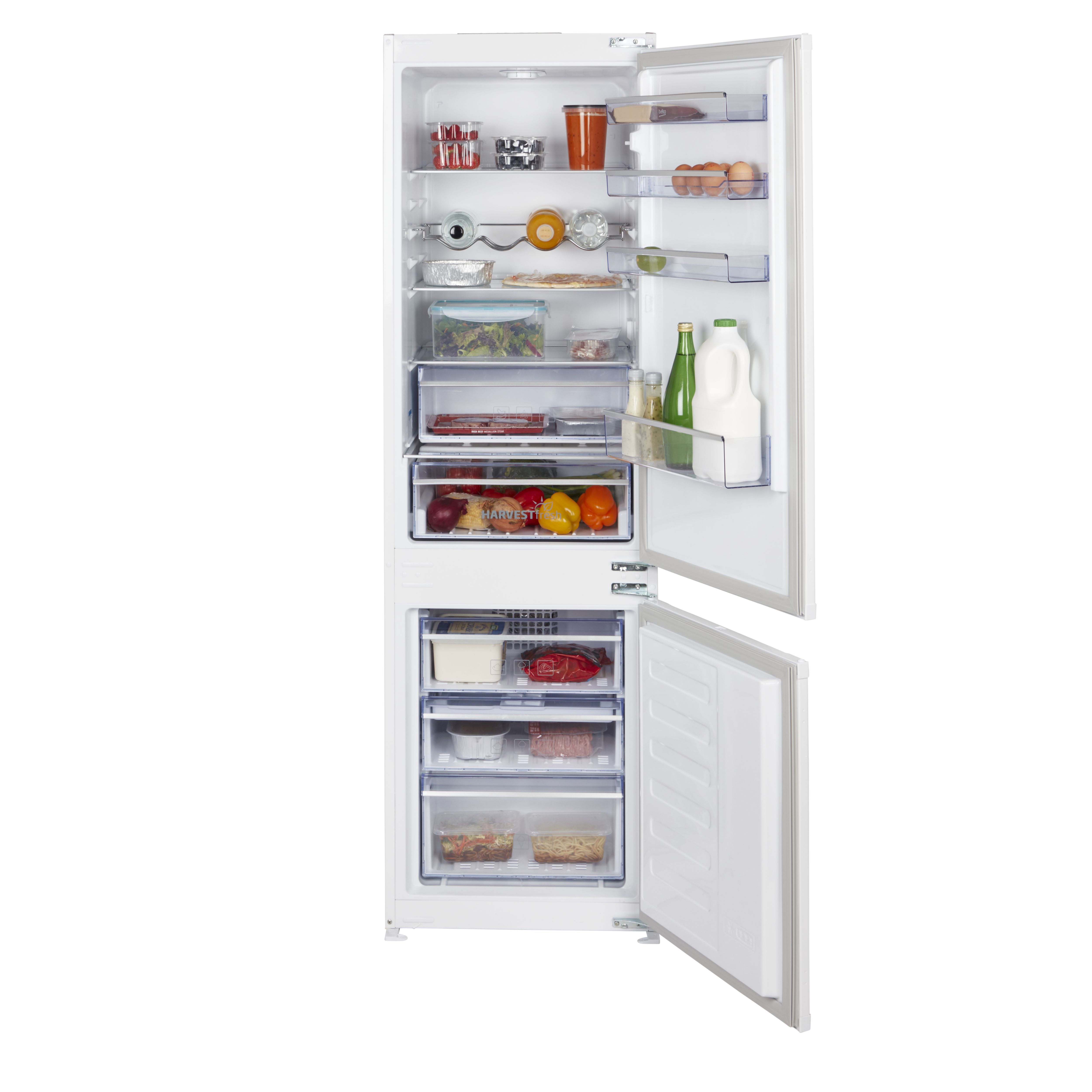 Réfrigérateur congélateur encastrable porte réversible Beko ICQFD373 193L /  69L, blanc