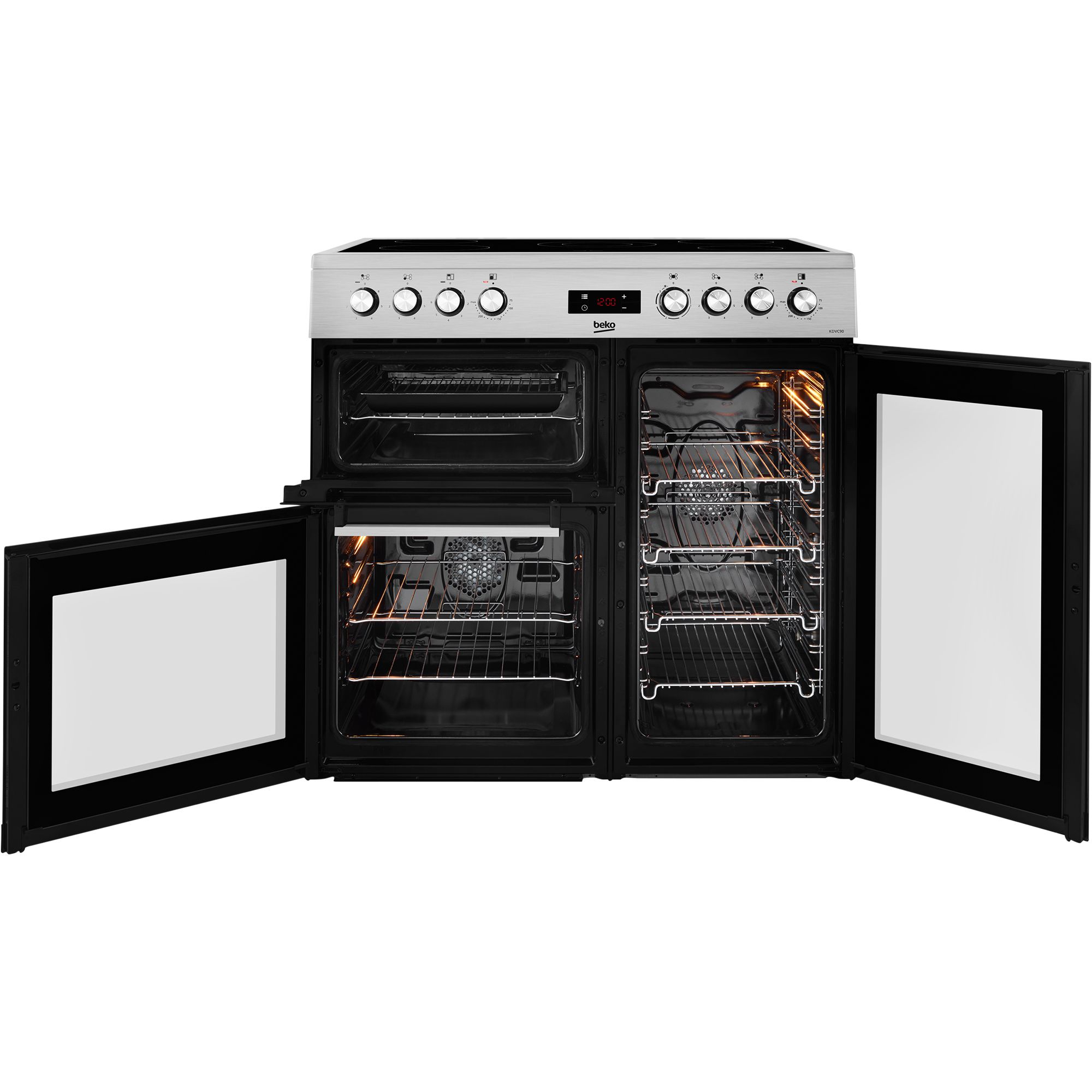 Beko KDVC90X Freestanding Electric Range cooker with Ceramic Hob Stainless steel effect