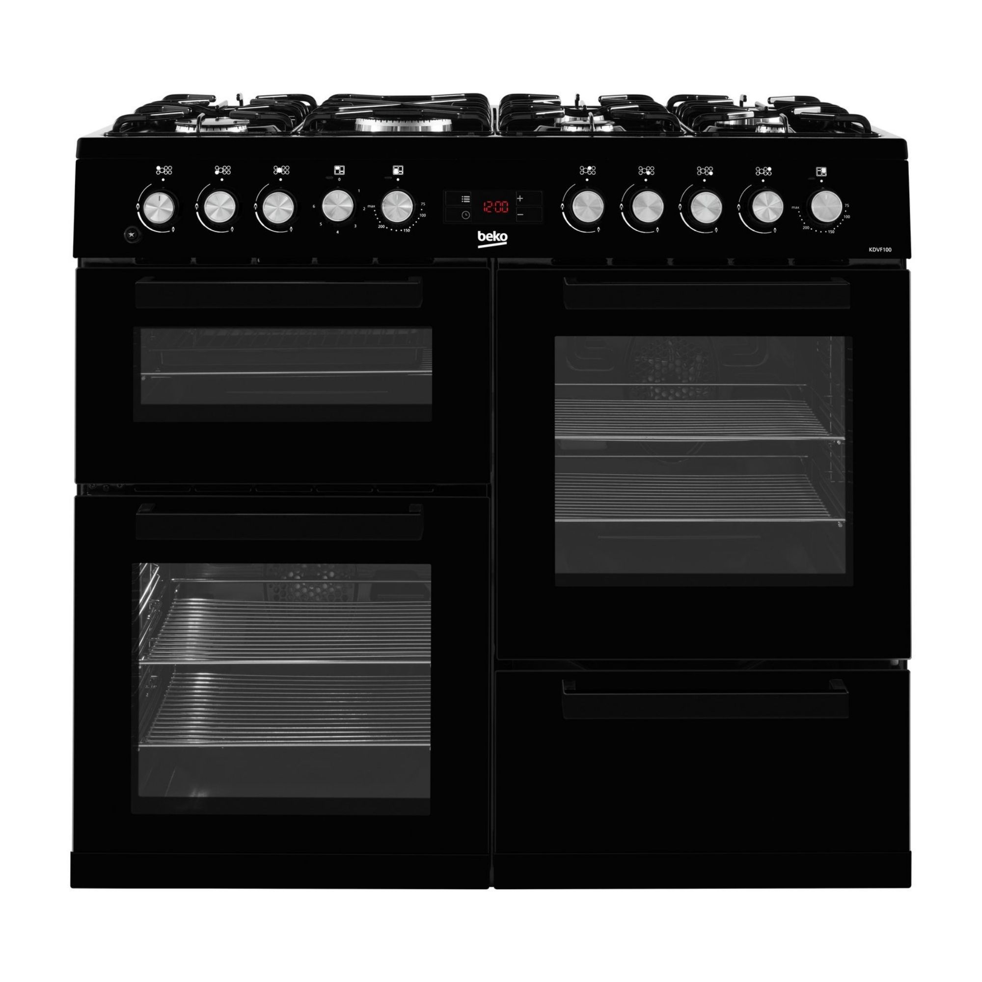 Beko KDVF100K Freestanding Electric Range cooker with Gas Hob - Black