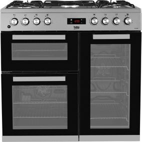 Beko KDVF90X Freestanding Electric Range cooker with Gas Hob - Stainless steel effect