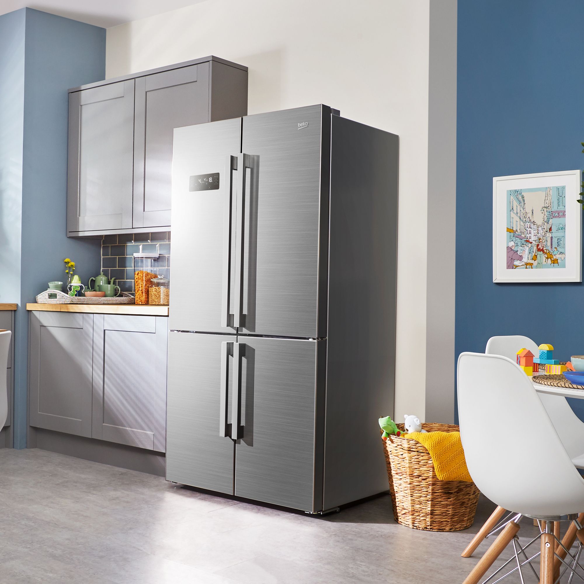 Beko MN1416224PX American style Freestanding Defrosting Fridge freezer - Silver stainless steel effect