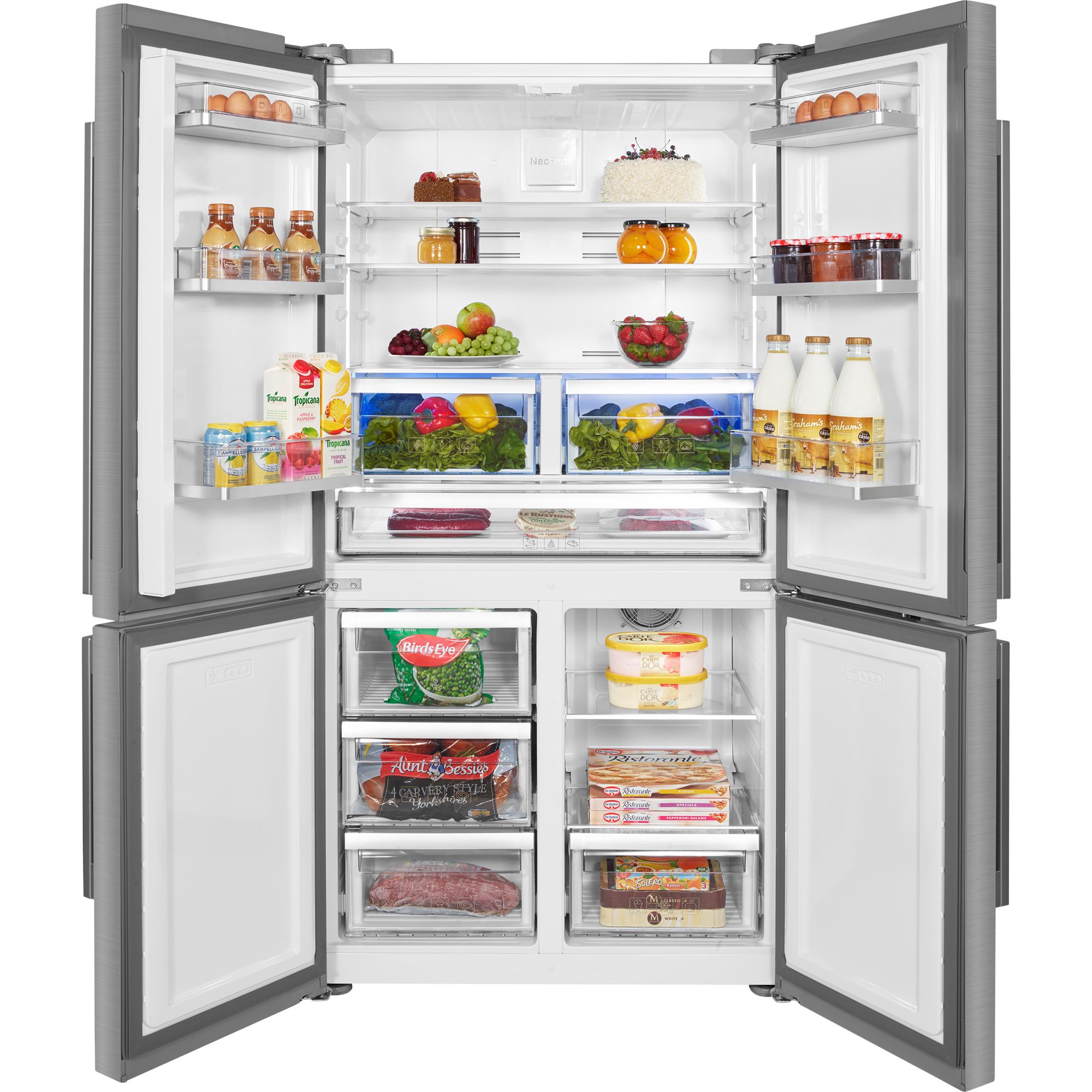 Beko MN1416224PX American style Freestanding Defrosting Fridge freezer - Silver stainless steel effect
