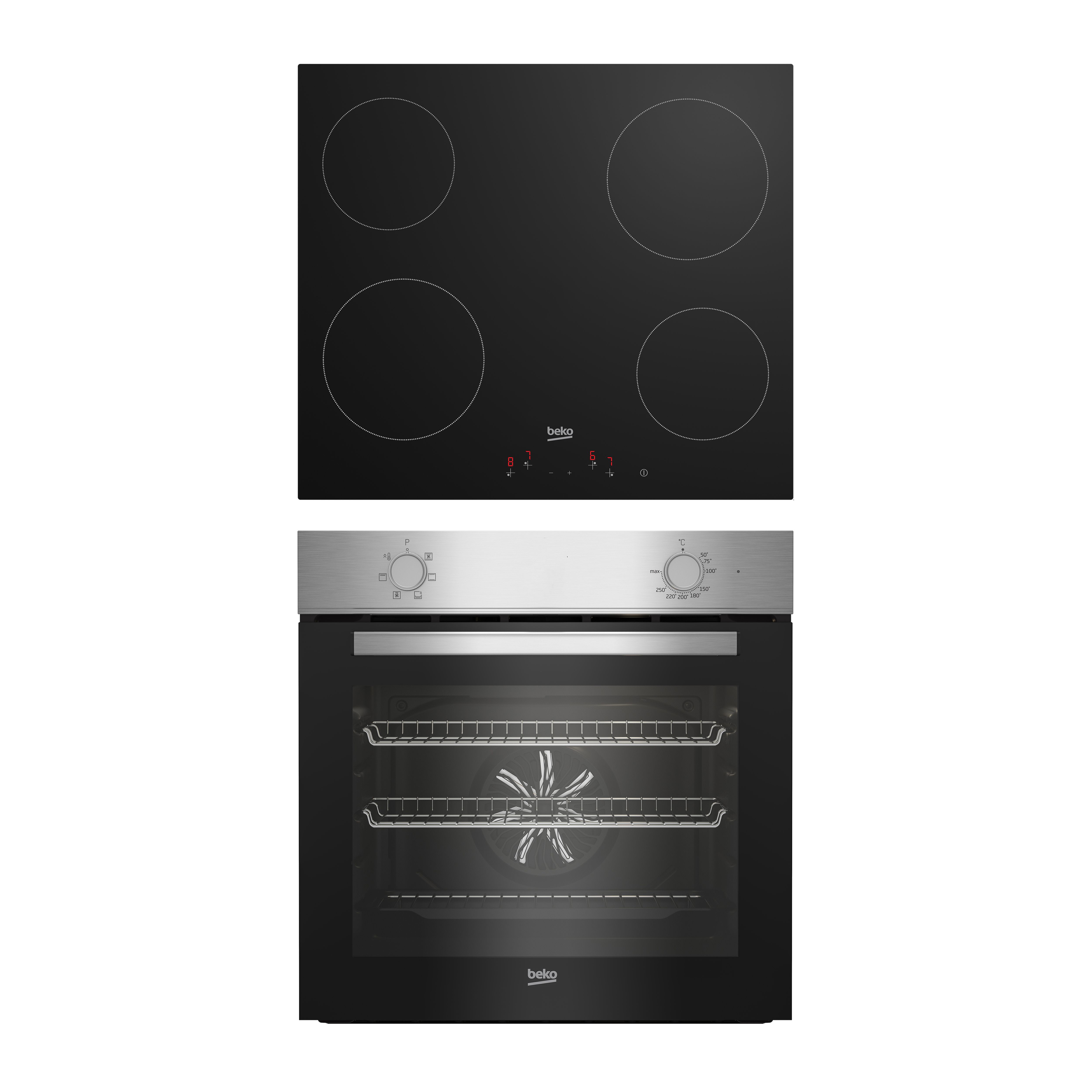 Beko QBSE222X Built-in Multifunction Oven & hob pack - Stainless steel