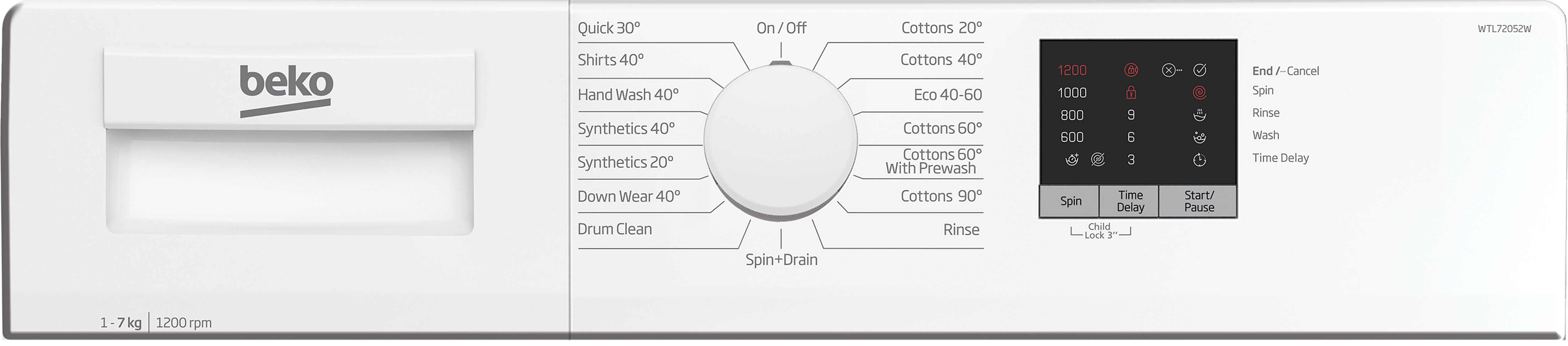 Beko WTL72052W 7kg Freestanding 1200rpm Washing machine - White