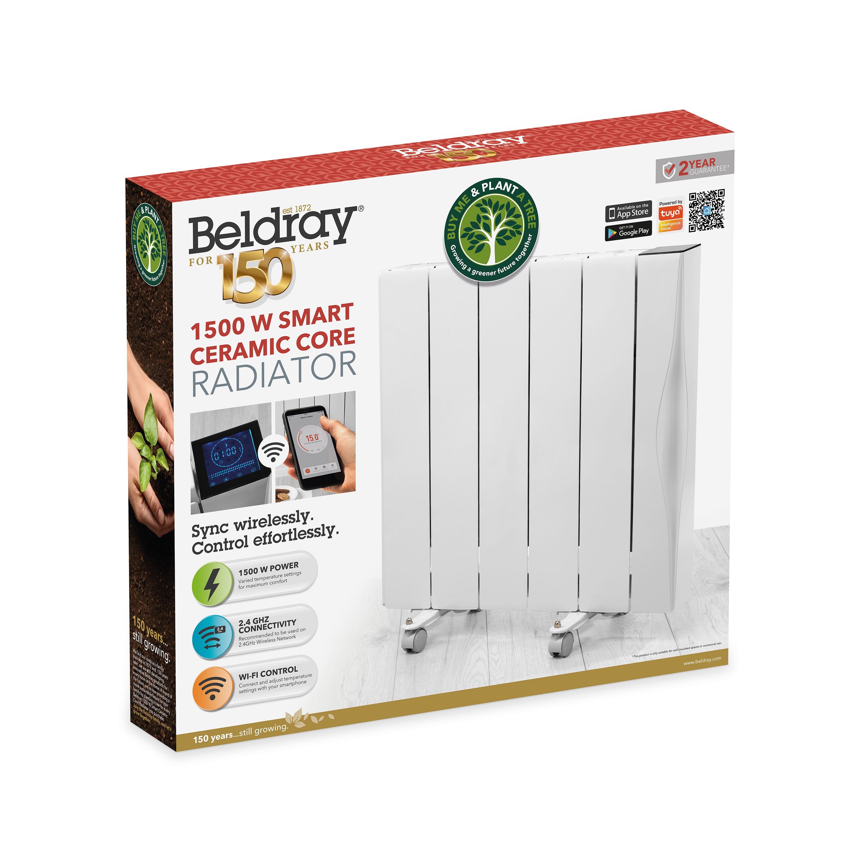 Beldray 1500W White Convector heater With timer function